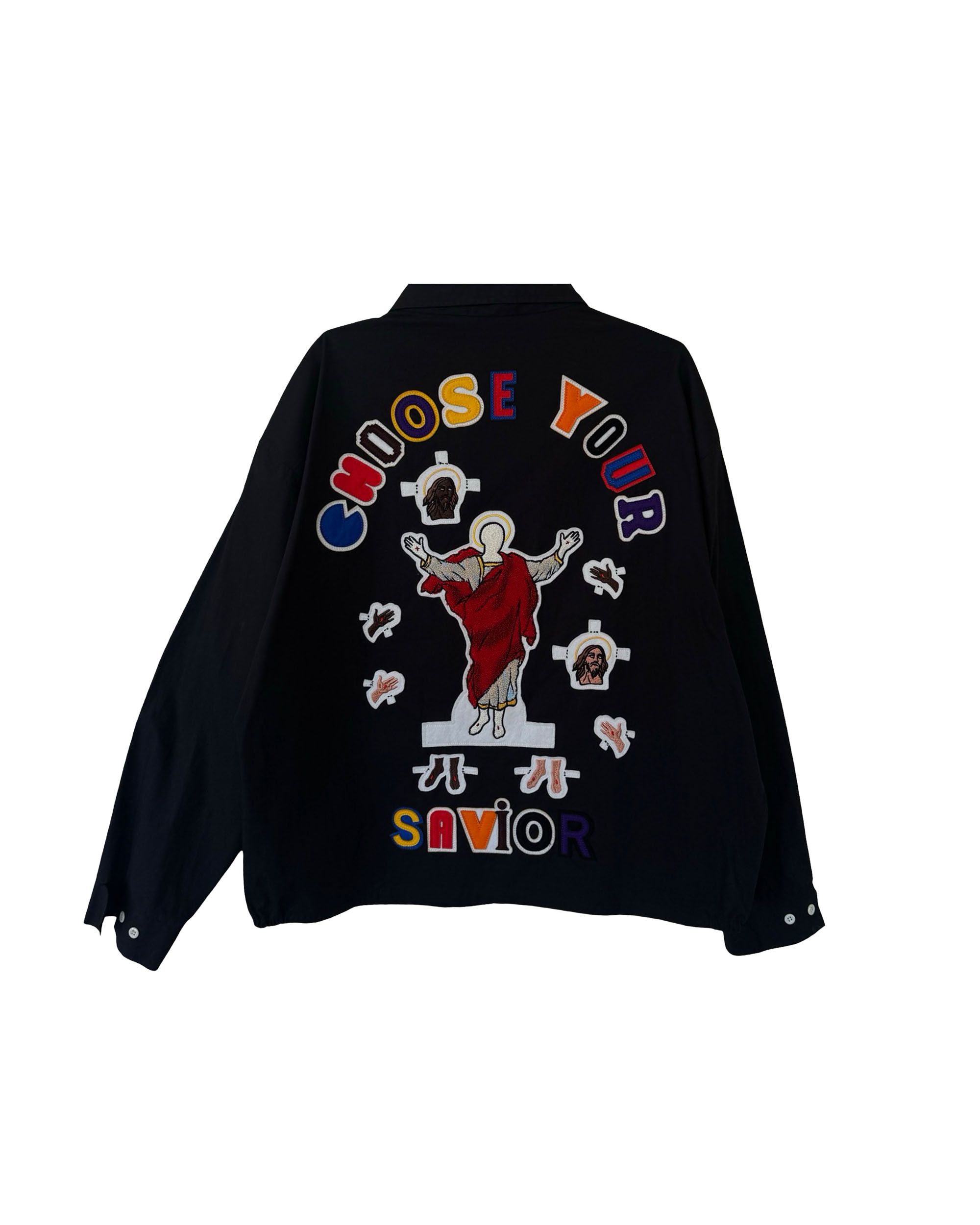 Saint Michael SAINT TEARS 'CHOSE YOUR SAVIOR' CHAIN-STITCHED COACH JACKET Size US XL / EU 56 / 4 - 2 Thumbnail