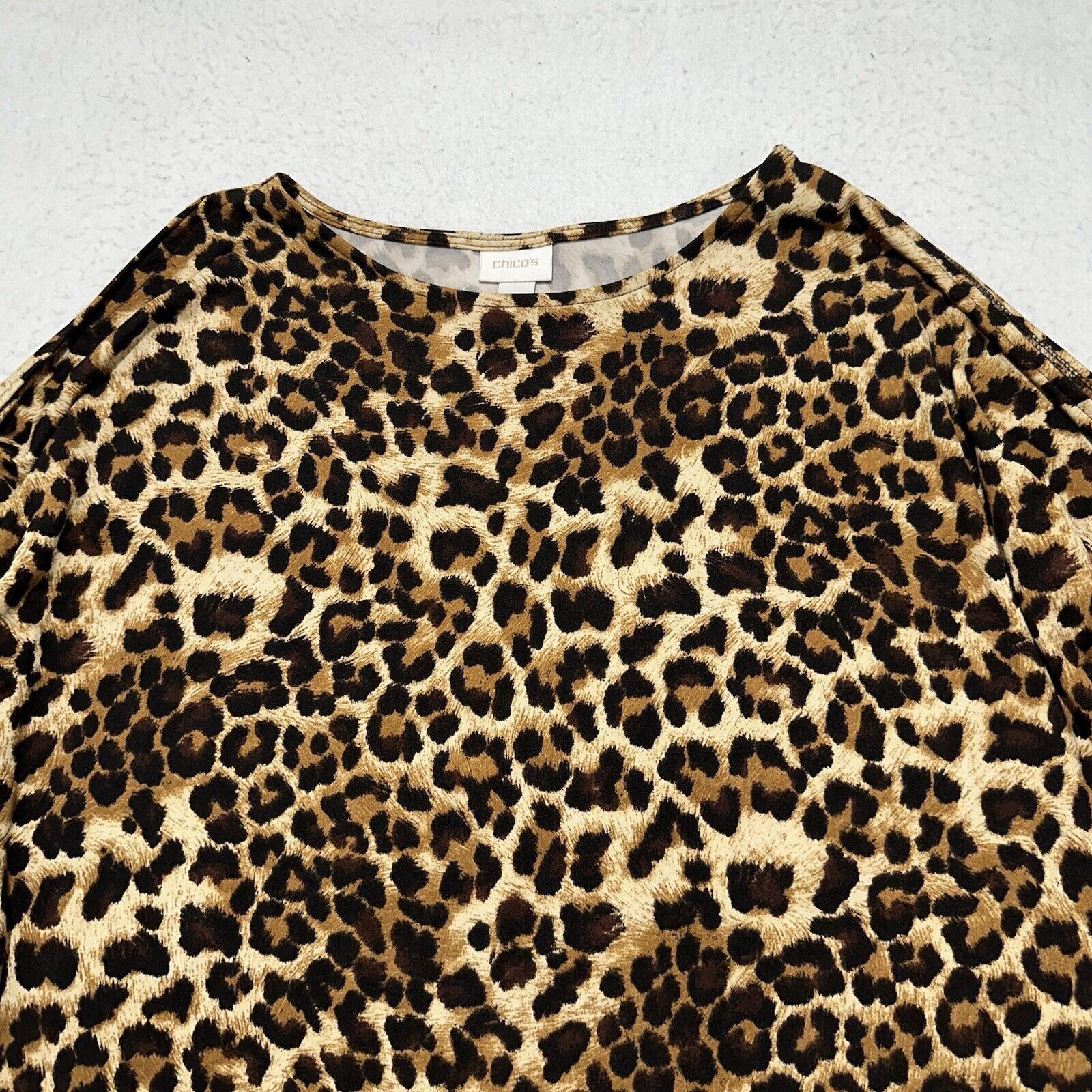 Chicos Chicos Large Brown Leopard Print Exposed Shoulder Blouse Size L / US 10 / IT 46 - 2 Thumbnail