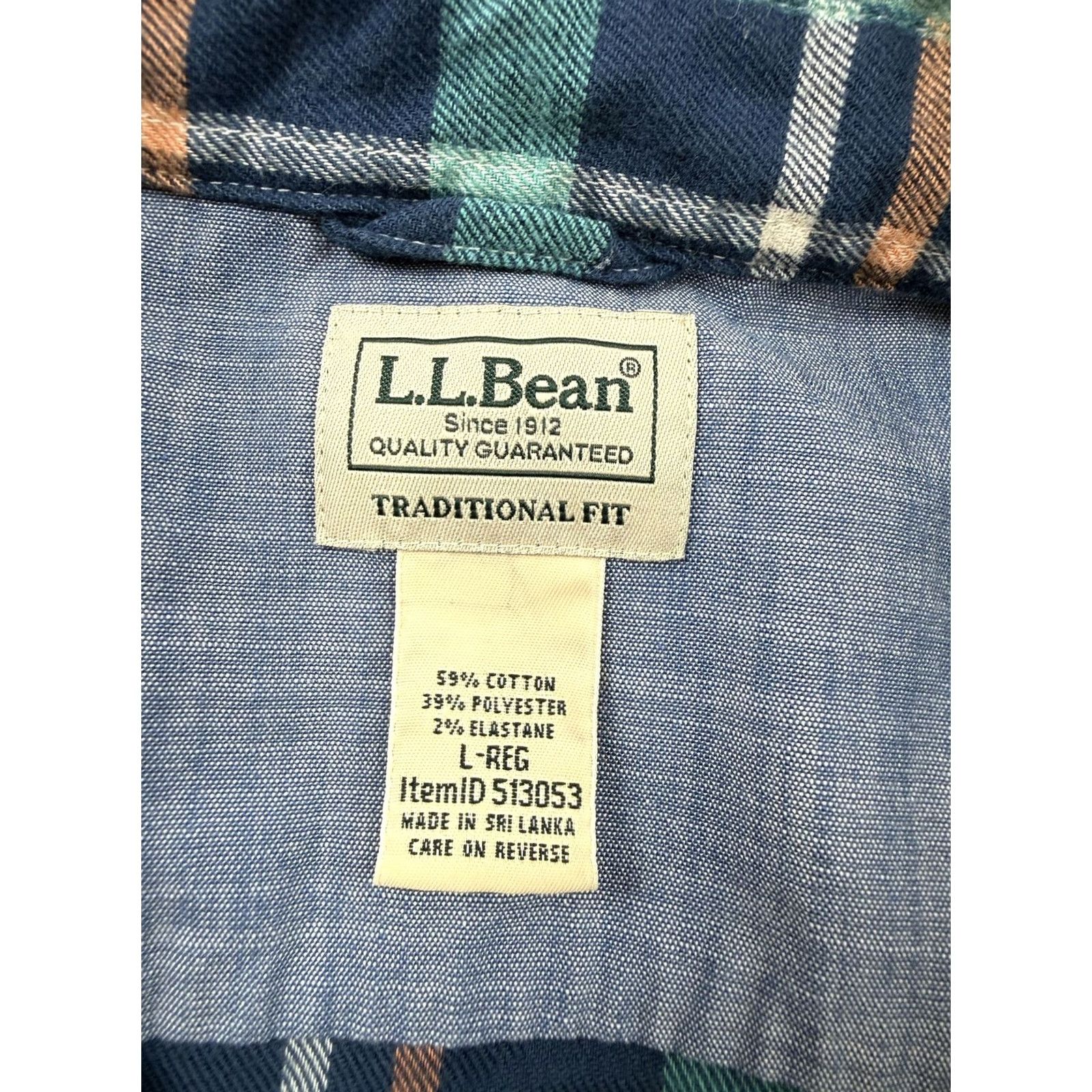 Vintage L.L. Bean Shirt Mens Large Blue Plaid Flannel Long Sleeve Button Front Casual Size US L / EU 52-54 / 3 - 6 Thumbnail