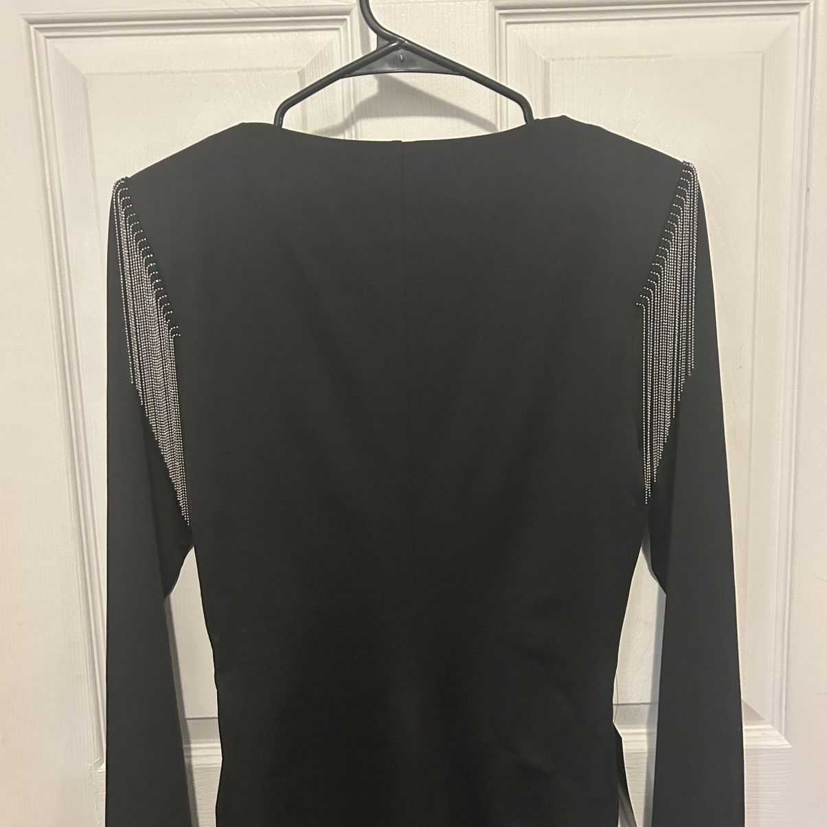 Bebe Bebe Black Fringe Trim V-Neck Mini Dress Medium M BNWT Size M / US 6-8 / IT 42-44 - 9 Thumbnail