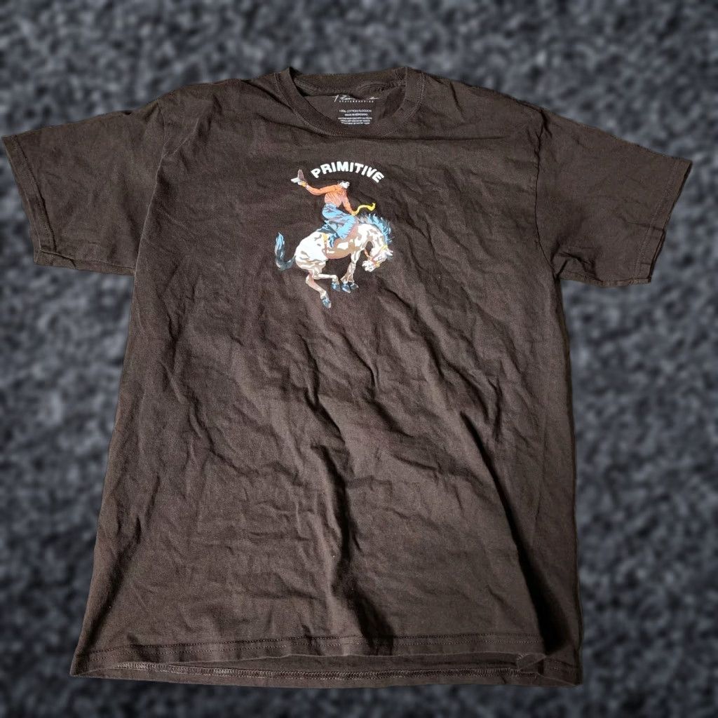 Primitive Primitive Skateboarding Cowboy T-Shirt Men's Large Brown Short Sleeve Graphic Tee Size US L / EU 52-54 / 3 - 1 Thumbnail