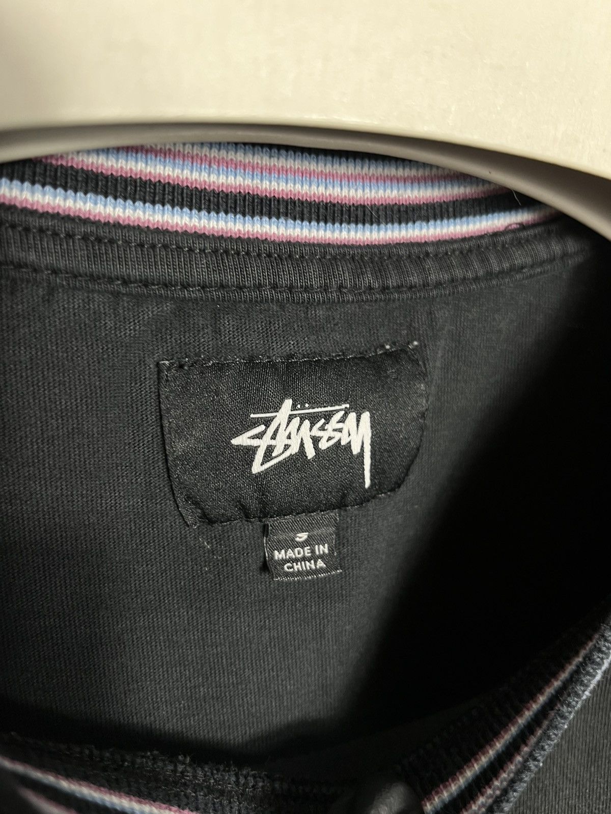 Stussy Vintage Stussy Mens t-shirt black cotton y2k neck striped Size US S / EU 44-46 / 1 - 2 Thumbnail