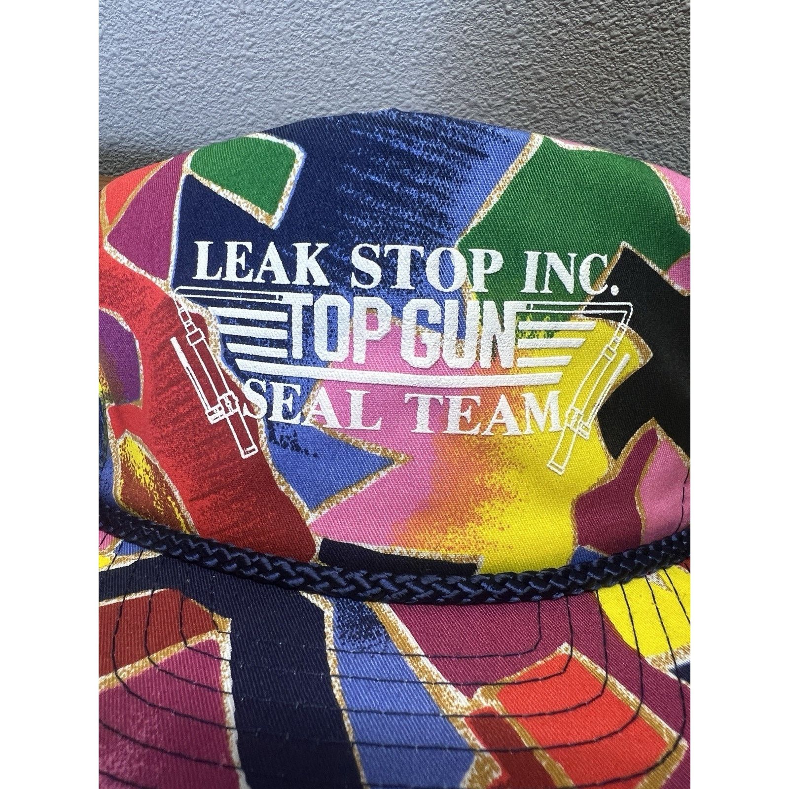 Nissan Vintage Nissin Cap Leak Stop Inc Top Gun 90s Abstract Print Size ONE SIZE - 5 Thumbnail