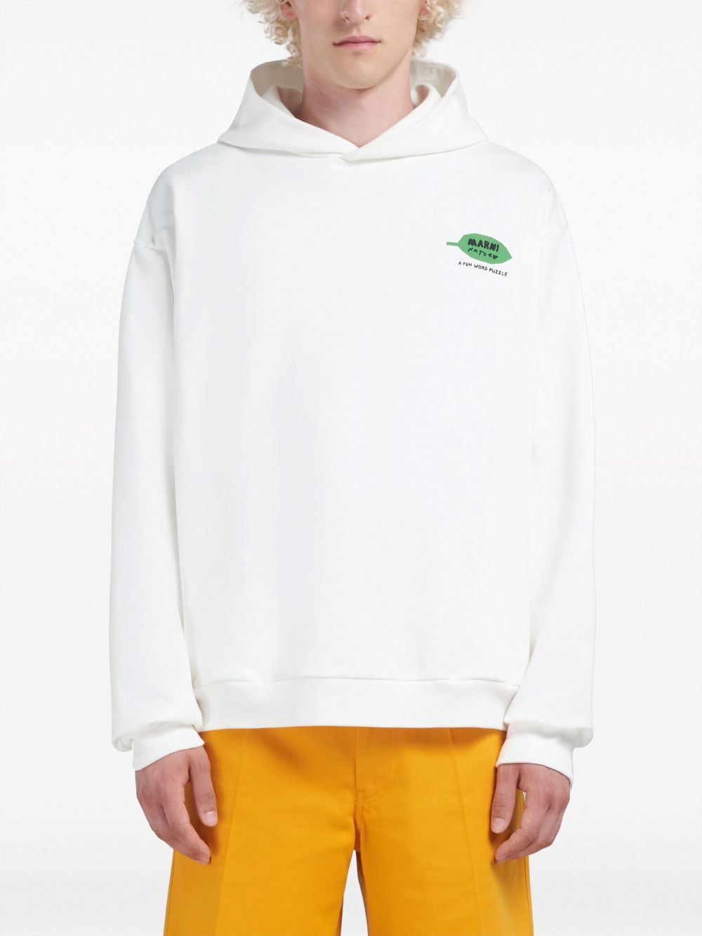 Marni o1w1db10125 Logo-Print Cotton Hoodie in White Size US L / EU 52-54 / 3 - 3 Thumbnail