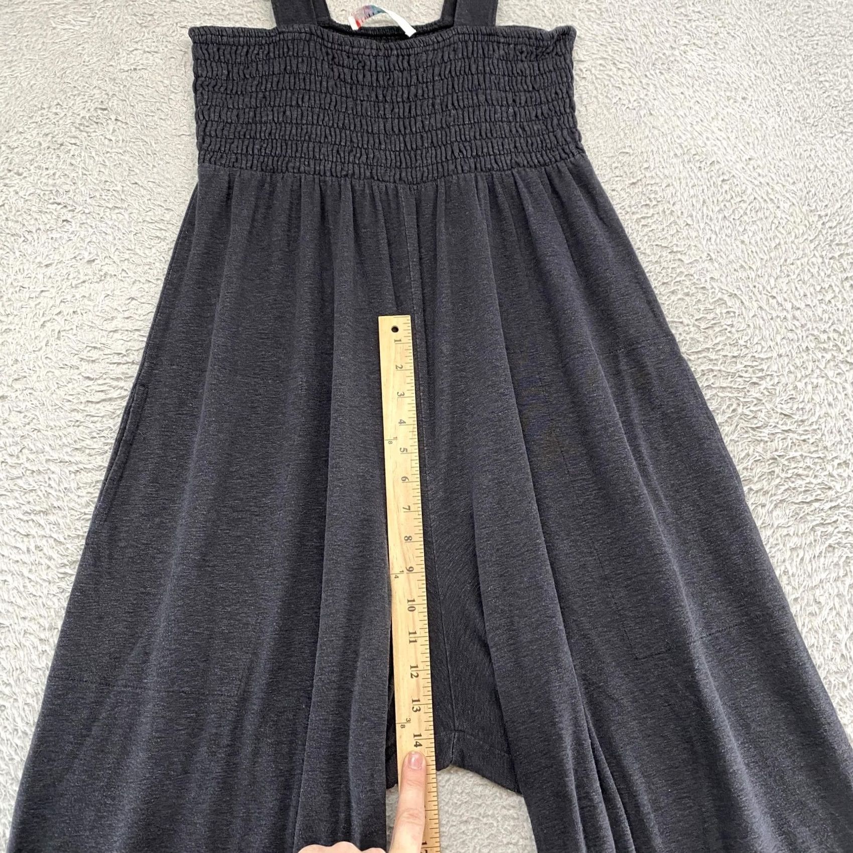 Free People FP Beach Homecoming Jumpsuit XL Smocked Bodice Linen Wide Leg Jersey Sleeveless Square Neck Beach Womens Size XL Size 40" / US 18 - 5 Thumbnail