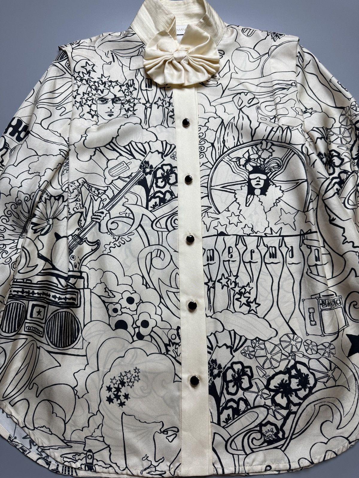 Zimmermann ZIMMERMANN - Concert Soie Imprime Collage Cream Longsleeve Size S / US 4 / IT 40 - 6 Thumbnail