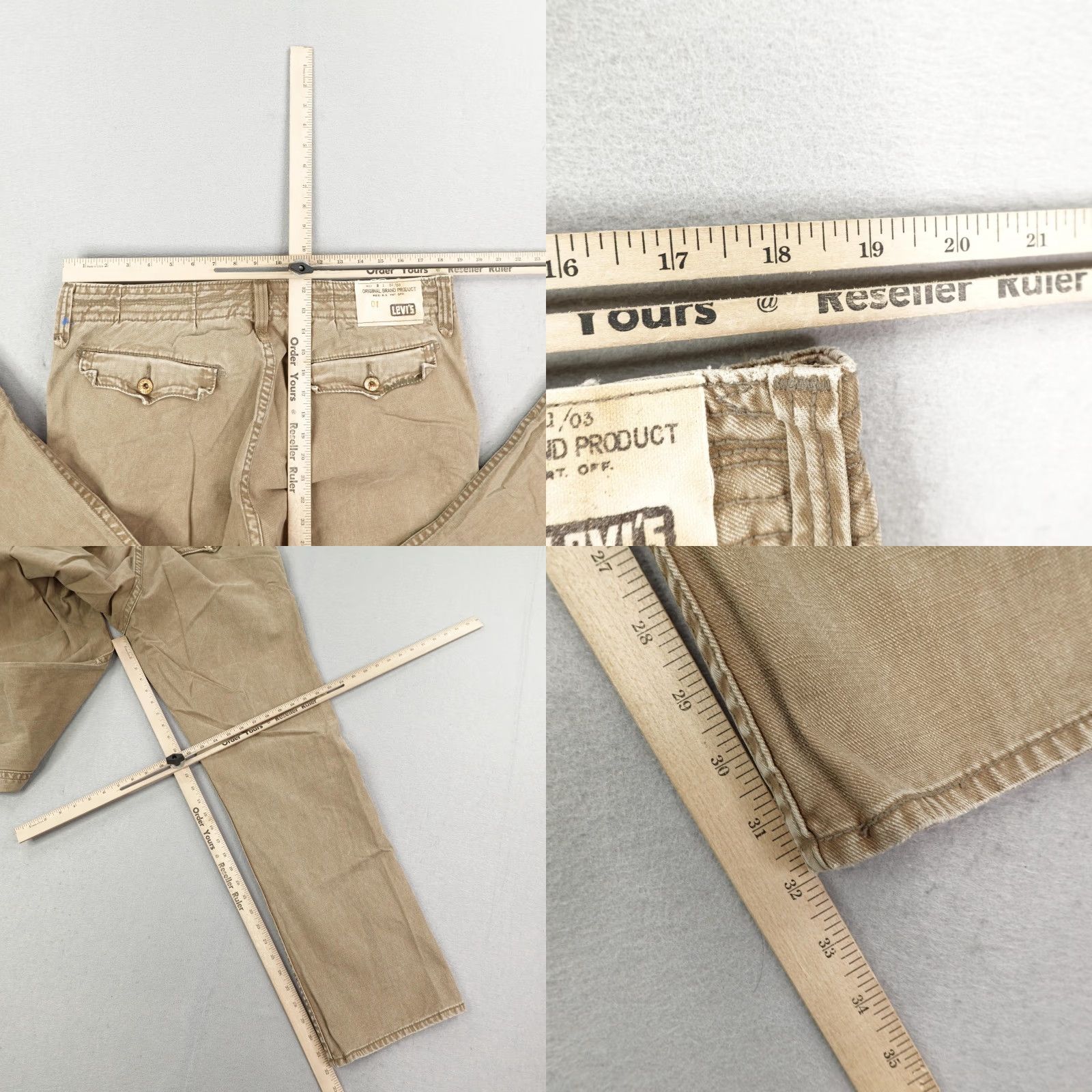 Levi's Levi's Men’s Chino Pants 36x32 Khaki Beige Relaxed Straight Canvas Cotton Workwear Casual Size US 36 / EU 52 - 8 Thumbnail