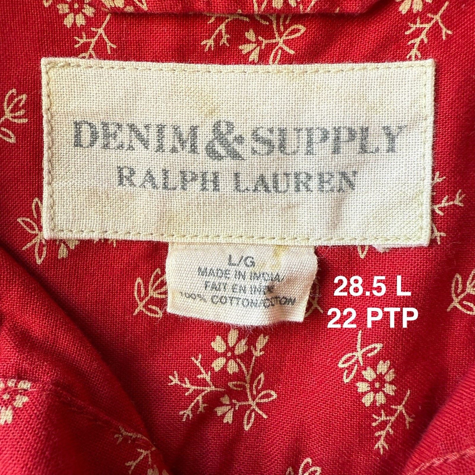 Polo Ralph Lauren Vintage Denim Supply Ralph Lauren Shirt L Red Floral Size US L / EU 52-54 / 3 - 7 Thumbnail