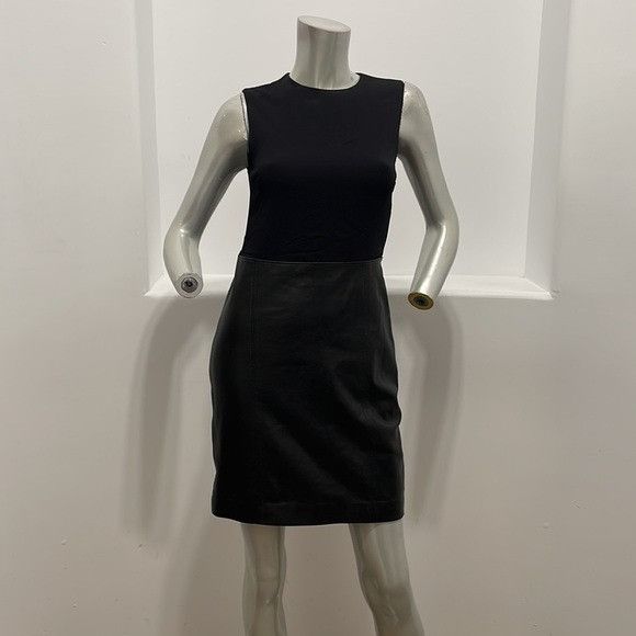 Vince Vince Sleeveless Leather Ponte Combo Sheath Dress Black Size Size XS / US 0-2 / IT 36-38 - 3 Thumbnail