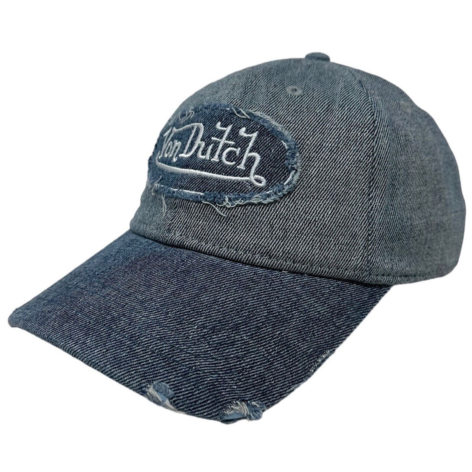Von Dutch Von Dutch Hat Blue Denim Distressed Unstructured Dad Cap Size ONE SIZE - 1 Thumbnail