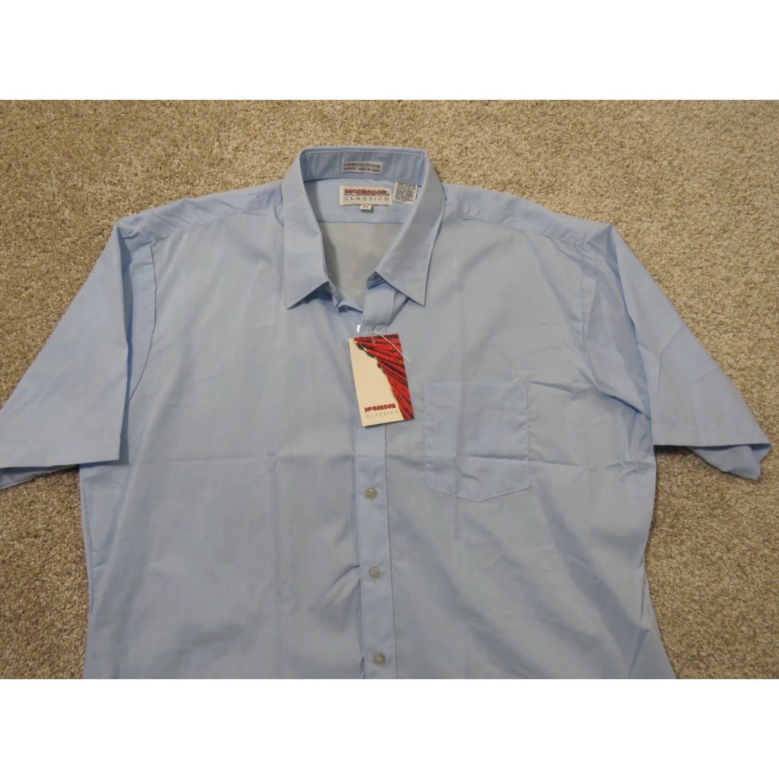 McGregor VINTAGE McGregor Shirt Blue Blue Solid Button-Up Short Sleeve Pocket Men's L Regular Button-Down Collar 17 Size US L / EU 52-54 / 3 - 3 Thumbnail