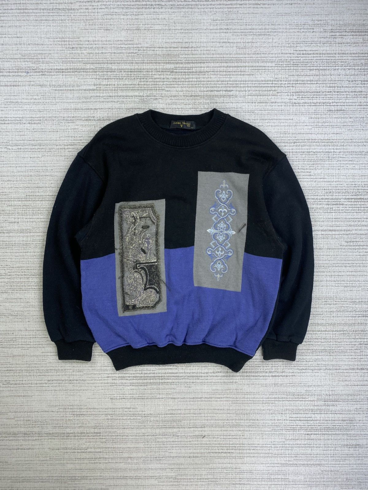 Designer × Vintage Vtg Rudolph Valentino Two Tone Colour Sweatshirt Nice Design Size US M / EU 48-50 / 2 - 1 Thumbnail