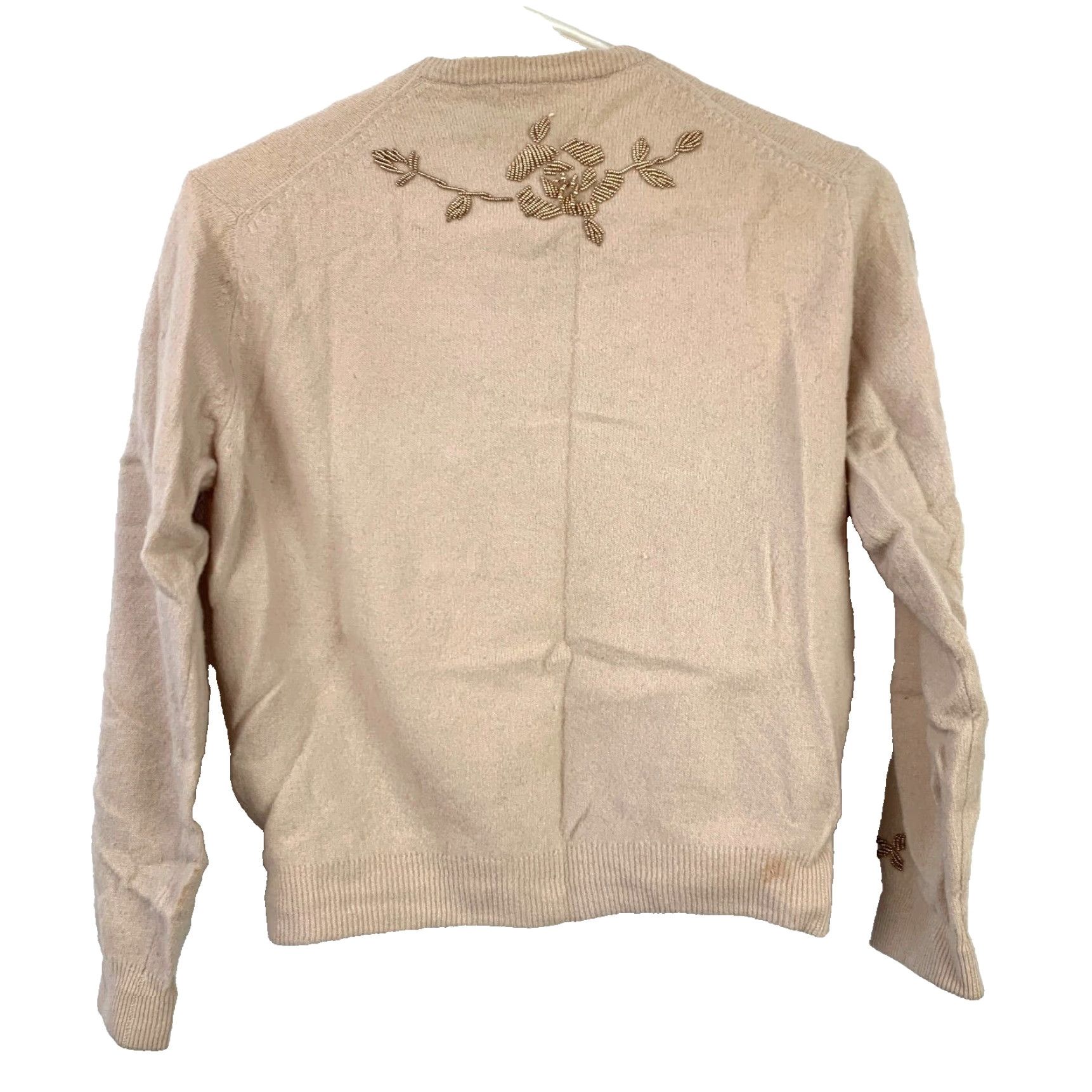 Vintage VINTAGE RENE'L Beaded Cardigan Sweater Shirt Medium Ivory Kowloon Hong Kong 1960s Boho Womens Size S / US 4 / IT 40 - 5 Thumbnail