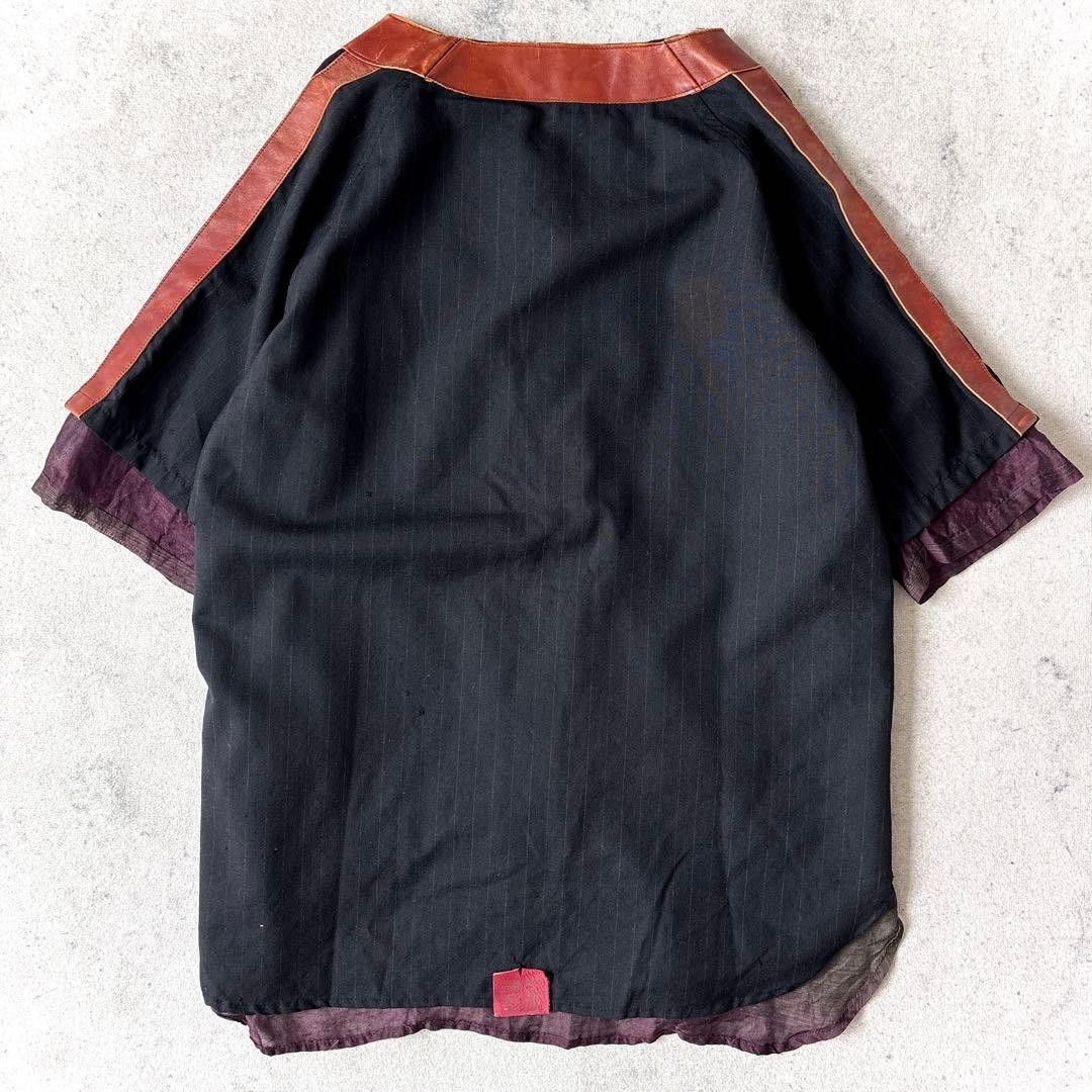Kaptain Sunshine Reversible Wool/Silk Burgundy Olive Gradient Leather Tunic Size US M / EU 48-50 / 2 - 4 Thumbnail