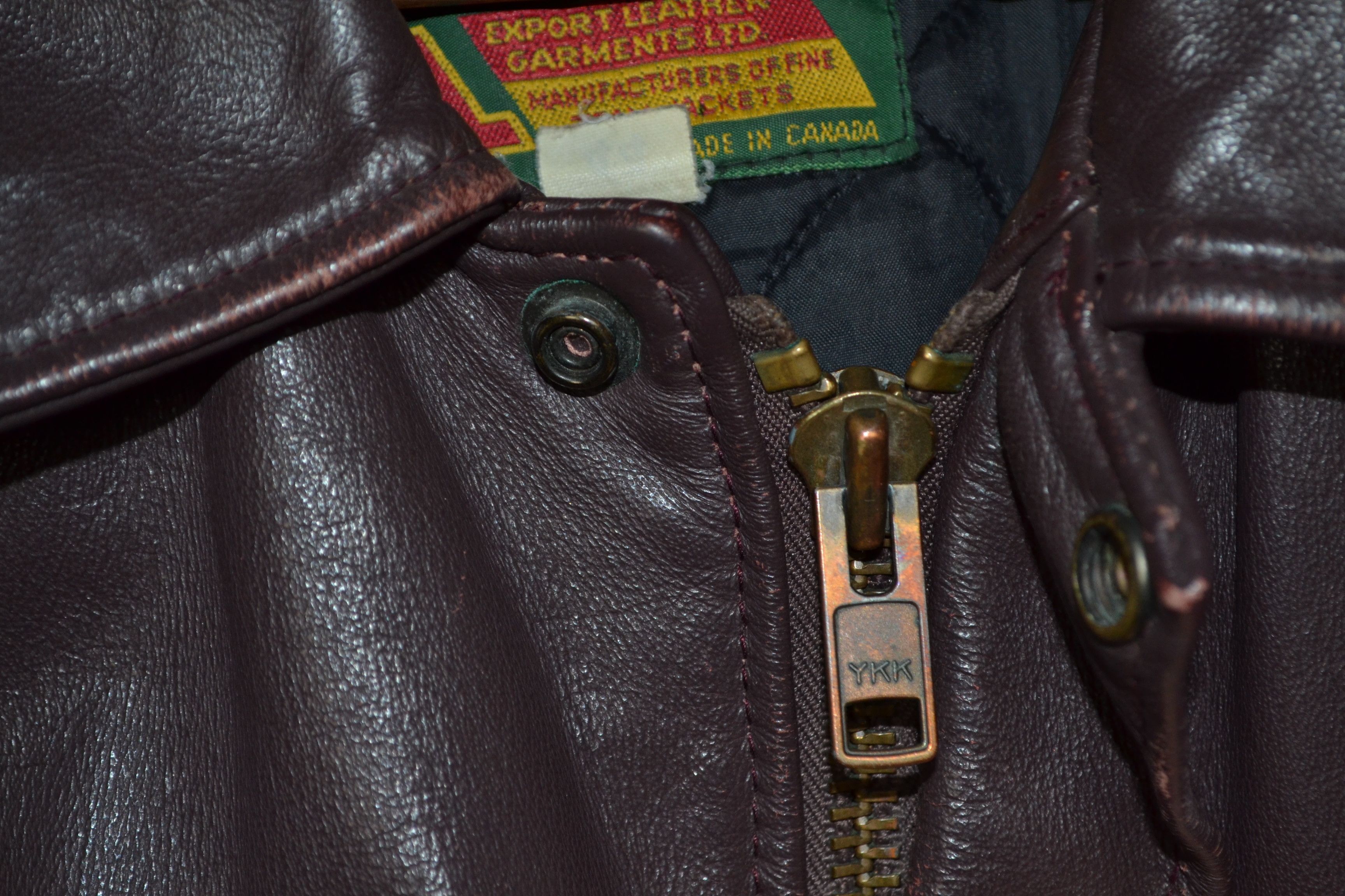 Vintage University of Ottawa Burgundy Engineering Leather Jacket 44 Size US L / EU 52-54 / 3 - 7 Thumbnail