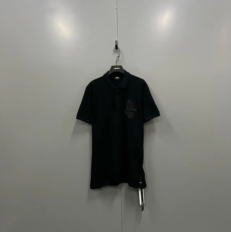 Fendi Fendi Black Short Sleeve Cotton Polo Shirt 0089 Size US XXL / EU 58 / 5 - 1 Thumbnail