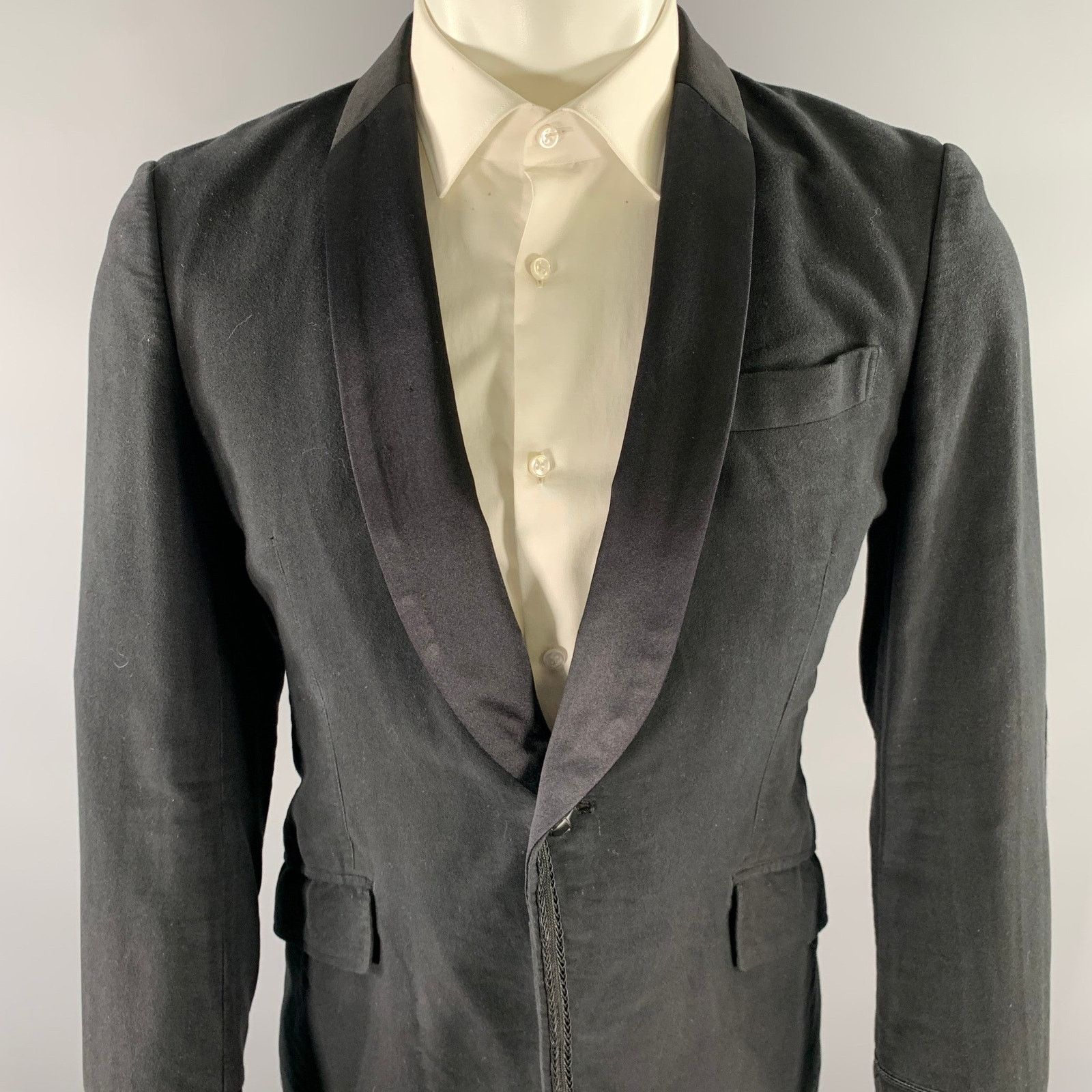 Junya Watanabe JUNYA WATANABE Black Cotton Wool Shawl Collar Sport Coat Size 38R - 2 Thumbnail