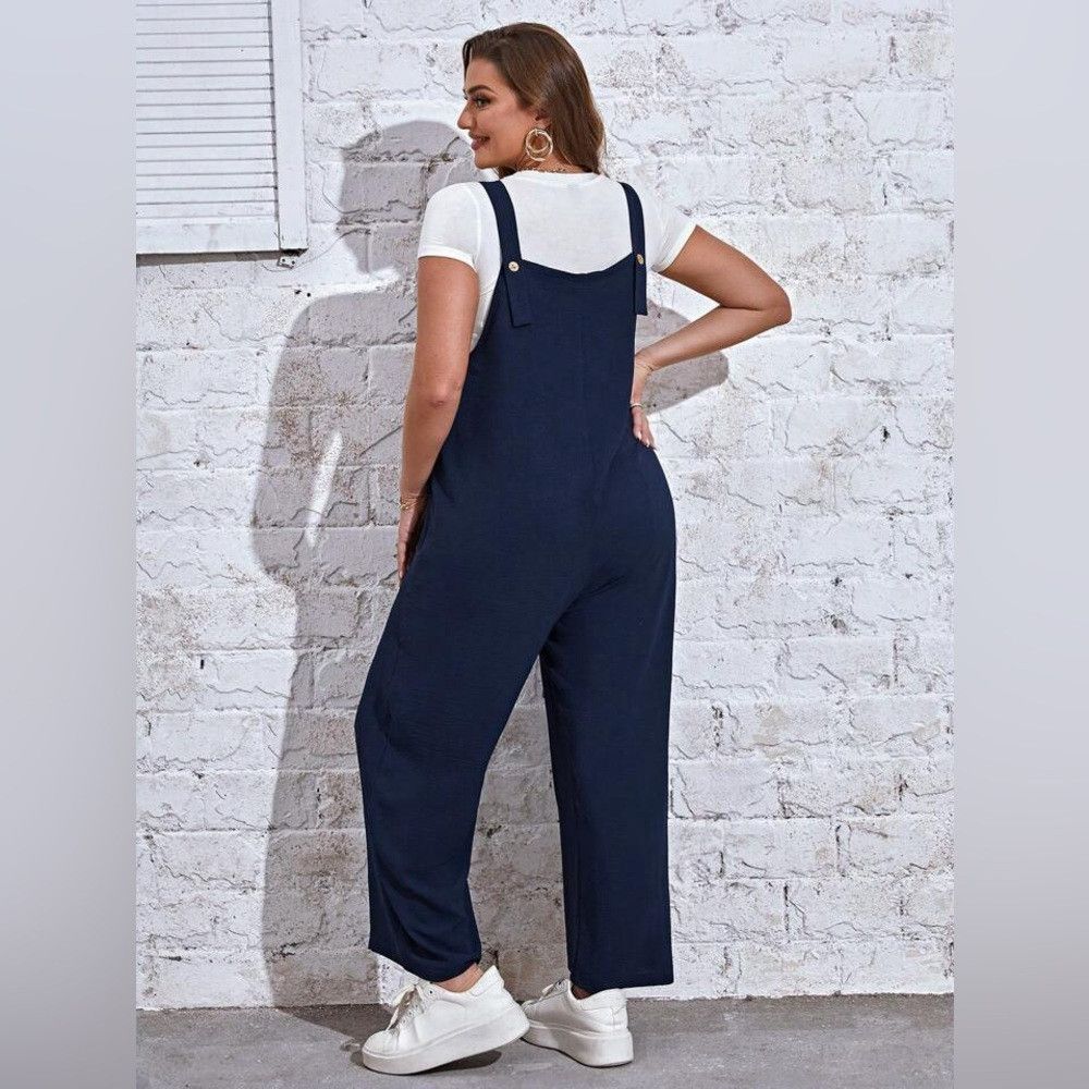 Shein SHEIN Dual Pocket Overall Jumpsuit Navy Blue Medium Size 28" / US 6 / IT 42 - 1 Thumbnail