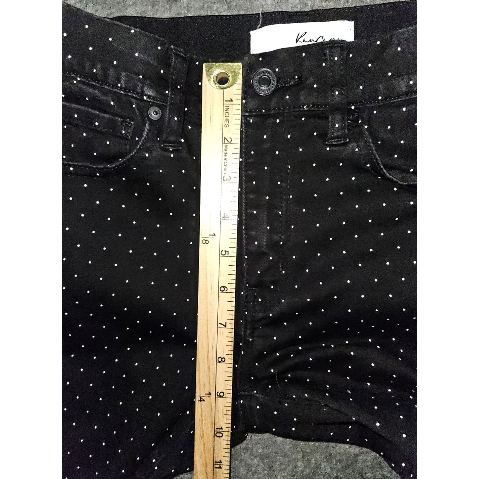 Vintage Kancan Skinny Ankle Jeans Juniors 3/25 Black Mid Rise Polka Dot Preppy Casual Girls 成年? Size 26" / US 2 / IT 38 - 5 Thumbnail