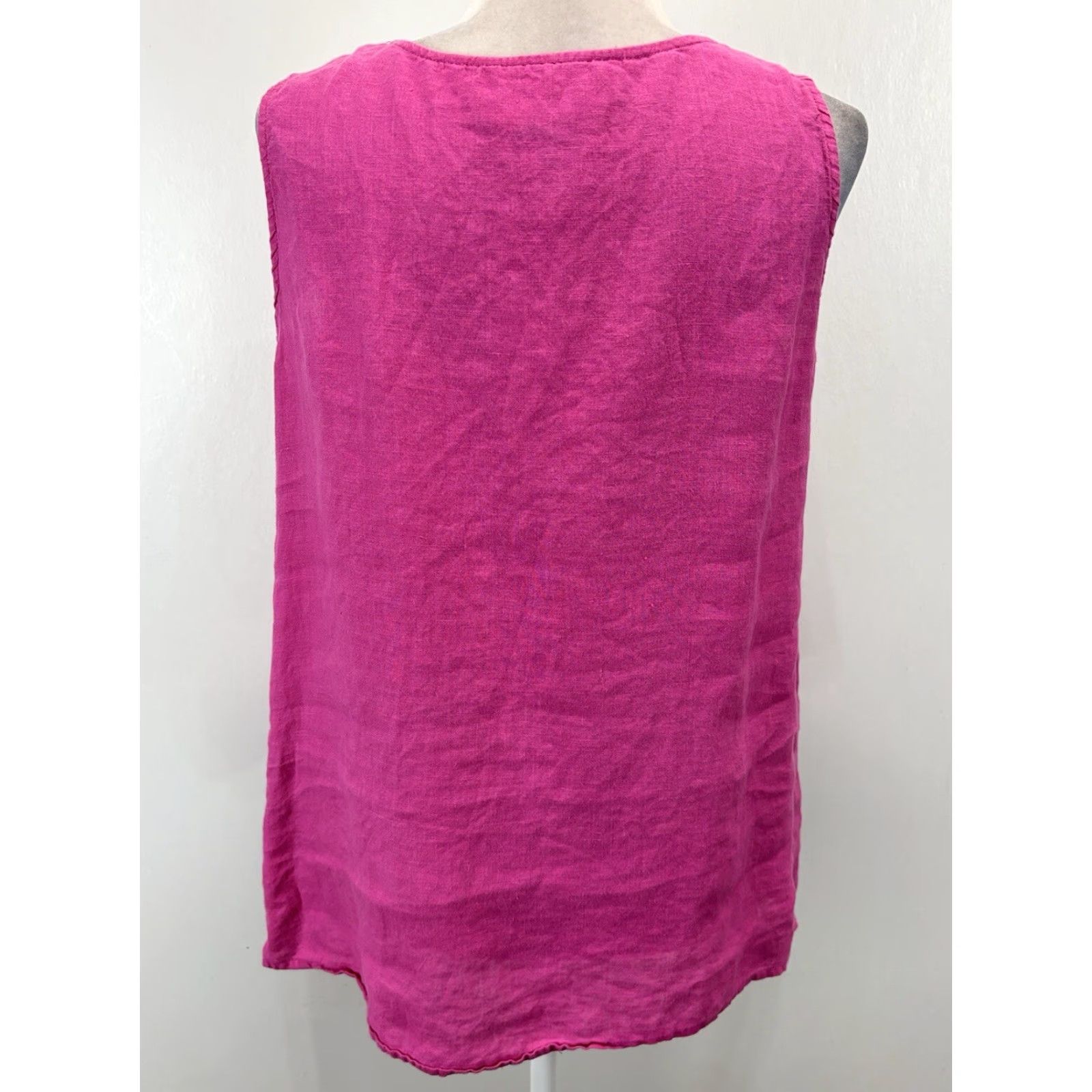 Pinko VINTAGE Yuvita Linen Tank Top Women's Pink Lagenlook Beach Sleeveless Tank M Pink Women’s Shirt Size M Size M / US 6-8 / IT 42-44 - 3 Thumbnail