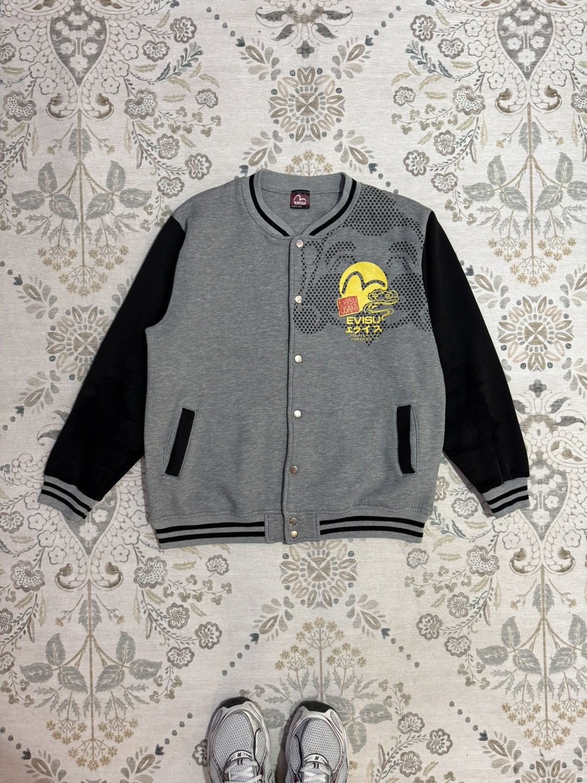 Evisu Evisu Osaka Varsity Jacket Grey Japanese Designer Size US L / EU 52-54 / 3 - 2 Thumbnail