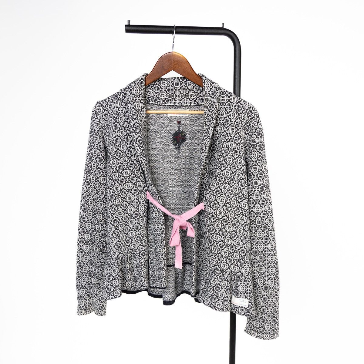 Odd Molly Odd Molly Womens Cardigan Knit Pattern Tie Front Ruffle Hem Size M / US 6-8 / IT 42-44 - 1 Thumbnail