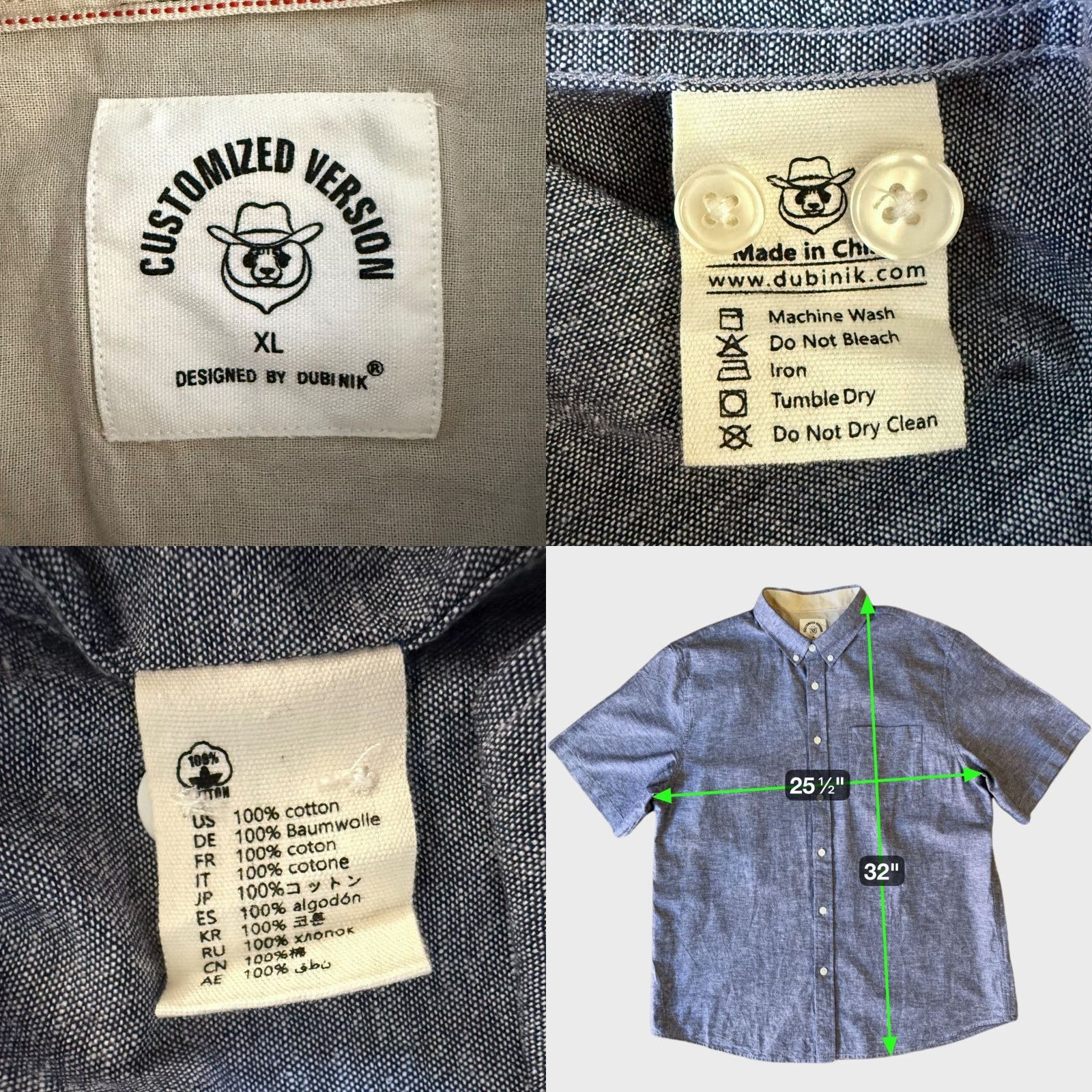 Vintage Dubnik Short-Sleeve Button-Down Pocket Shirt Blue Men's XL 100% Cotton Size US XL / EU 56 / 4 - 8 Thumbnail