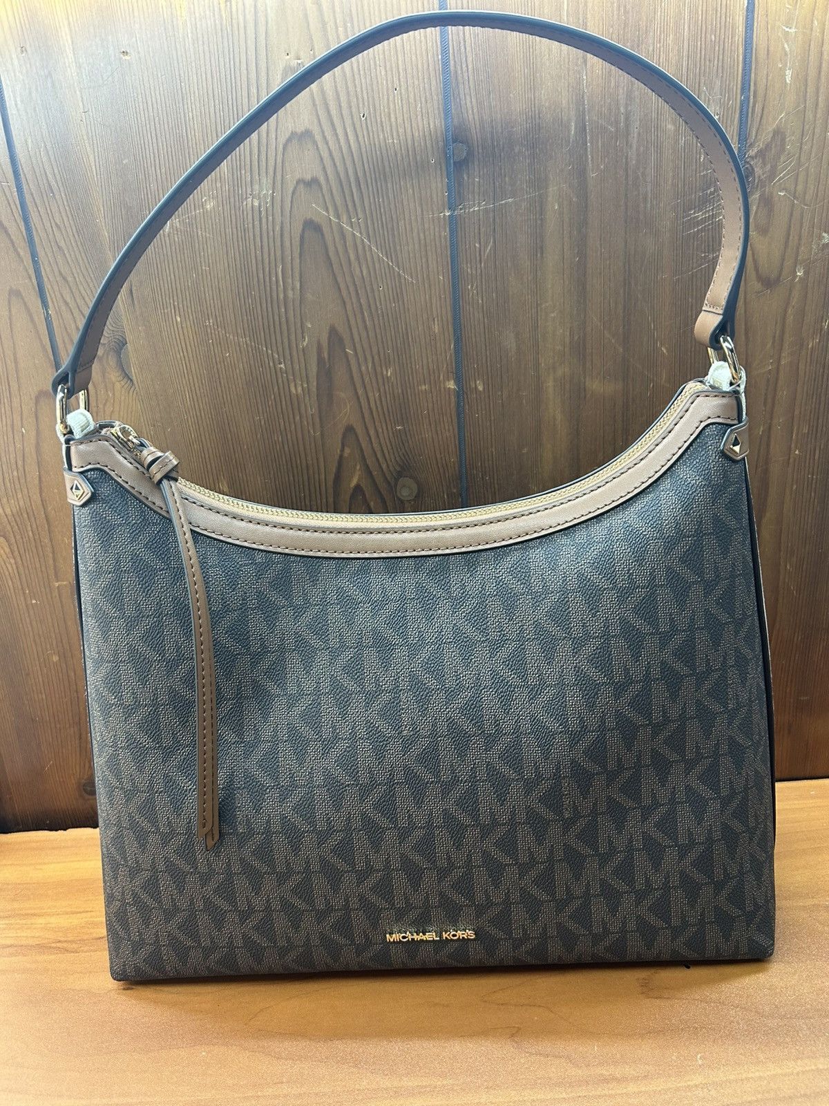 Michael Kors Maeve Logo Large Brown Hobo Tote Shoulder Bag, Women's
