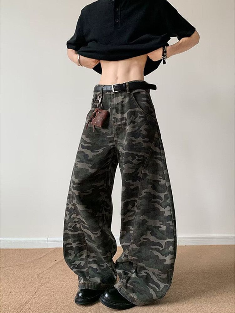 Japanese Brand Men's loose wide-leg casual patchwork camouflage jeans Size US 32 / EU 48 - 5 Thumbnail