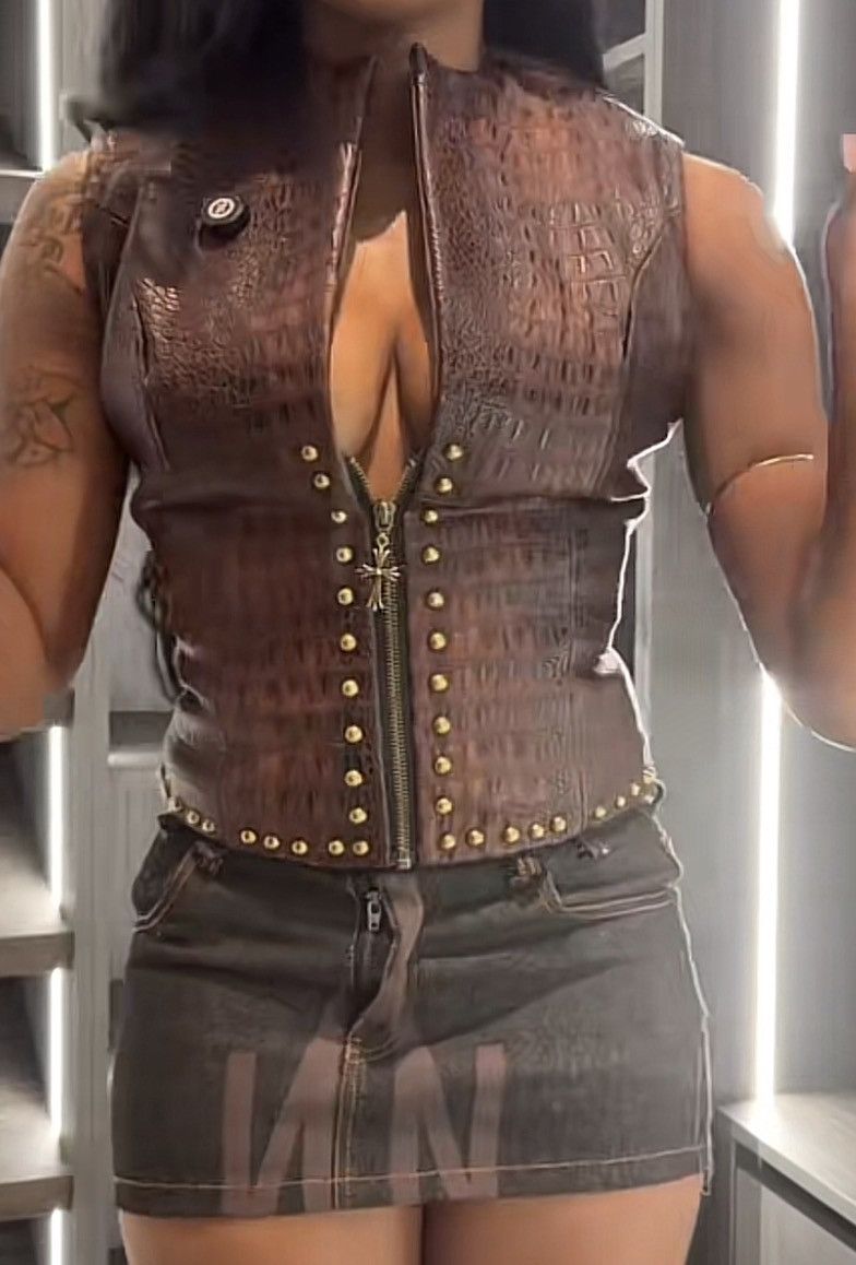 Other A Vintage Fit Crocodile Leather Top Size M / US 6-8 / IT 42-44 - 2 Thumbnail