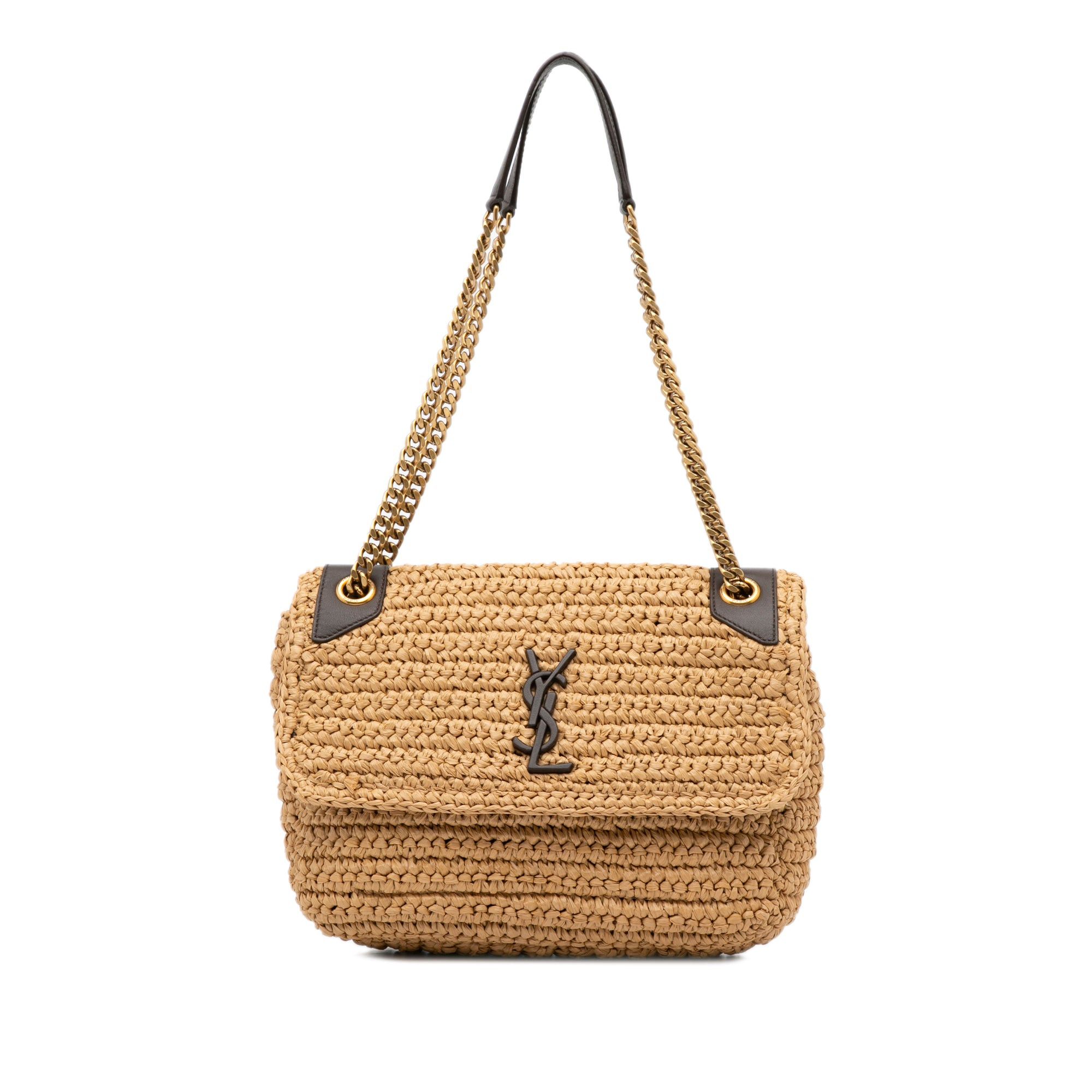 Saint Laurent Paris Saint Laurent Raffia Niki Shoulder Bag Brown Size ONE SIZE - 1 Thumbnail