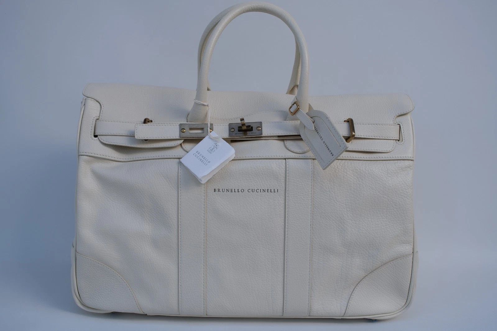 Brunello Cucinelli New Brunello Cucinelli Leather Vachetta Cream Weekend Bag Size ONE SIZE - 1 Thumbnail