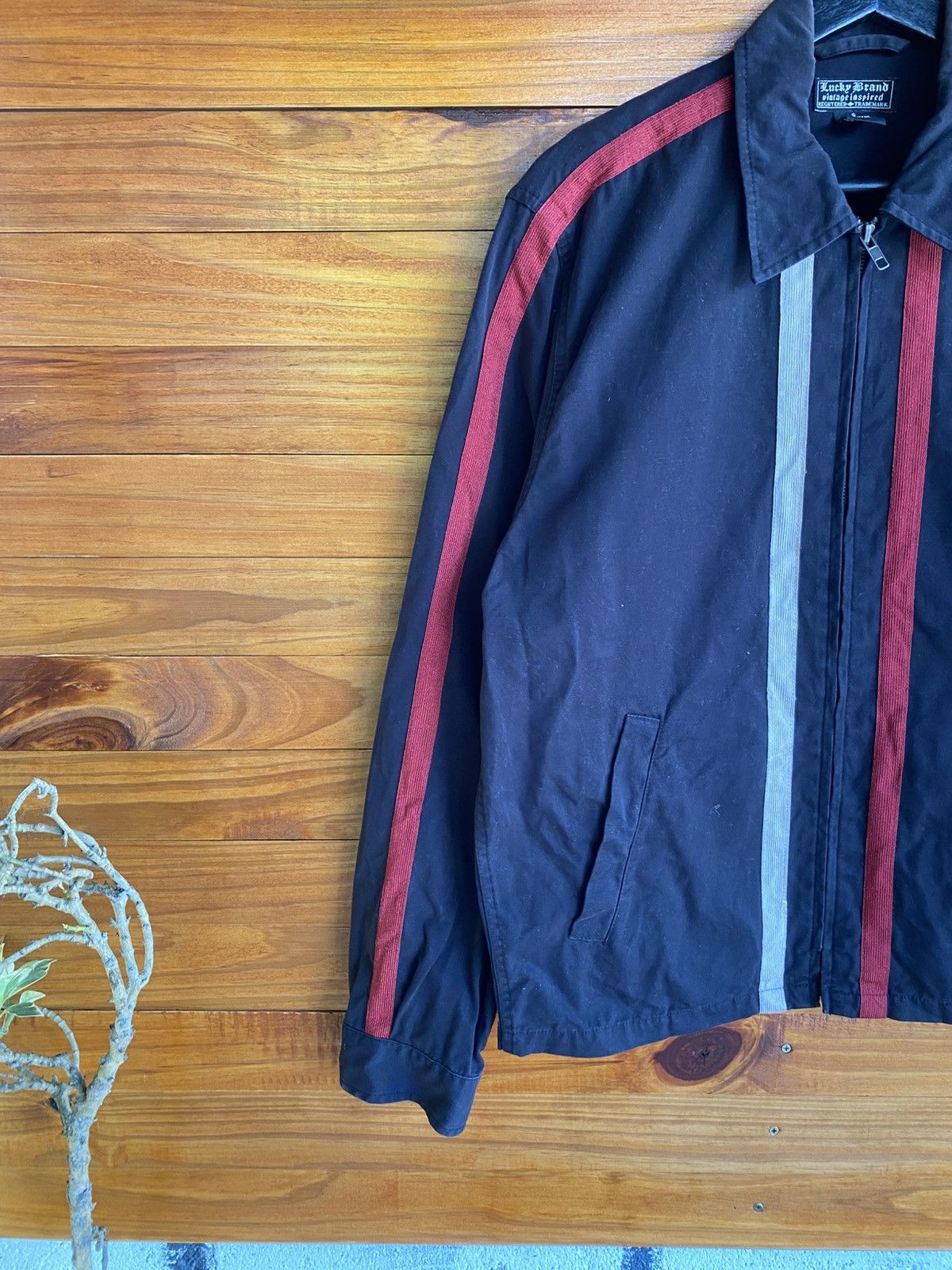 Lucky Brand Lucky Brand Black Cotton Jacket Red & White Racing Stripes Size US S / EU 44-46 / 1 - 7 Thumbnail
