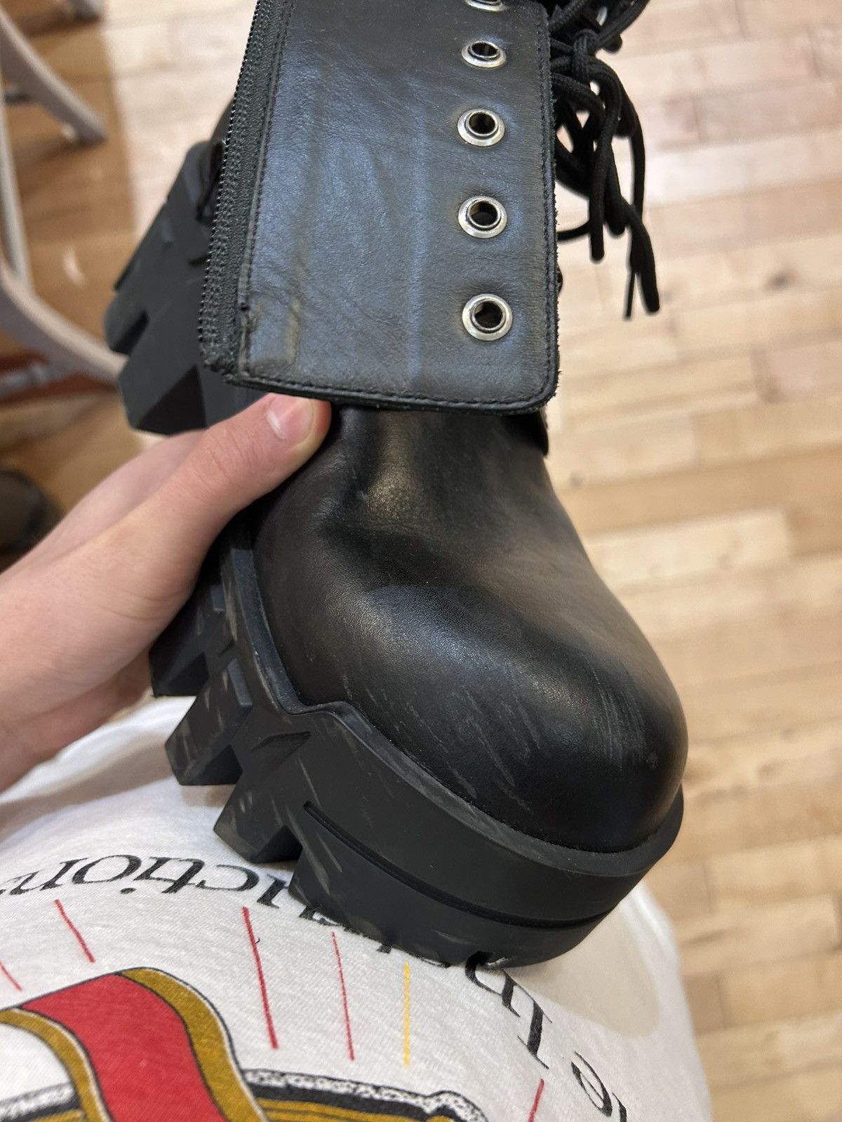 Balenciaga bulldozer matt laceup smooth calfskin
