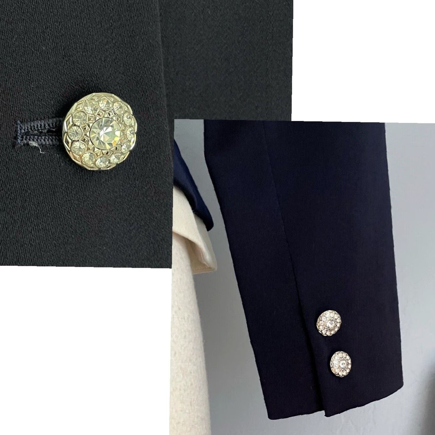 Vintage VINTAGE Courreges 80’s Jacket & Skirt Suit Wool Navy w/Rhinestone Buttons S Size 28" / US 6 / IT 42 - 5 Thumbnail