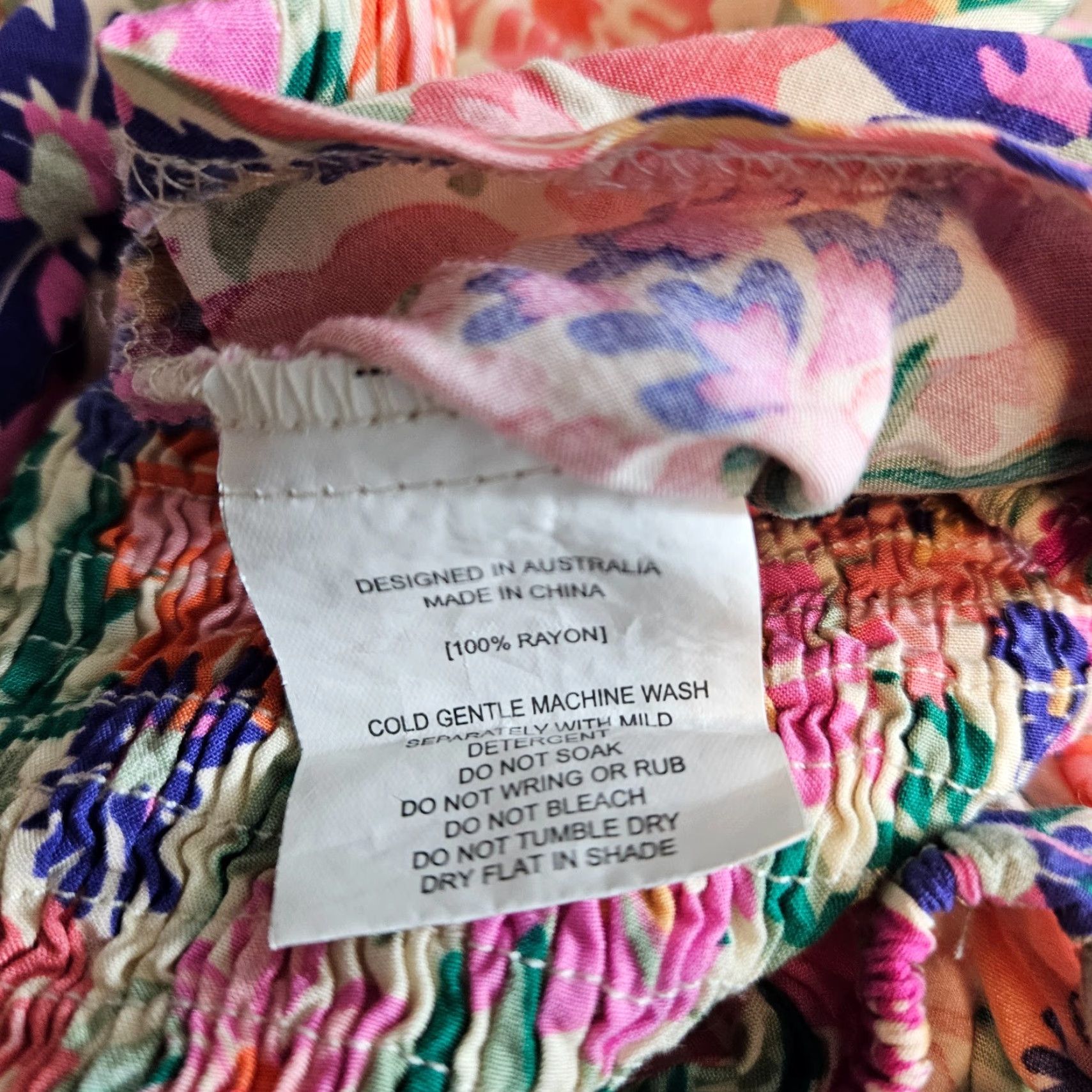 Vintage Abel the Label Crop Top Womens L Pink Orange Floral Rayon Shirt Summer Cropped Size L / US 10 / IT 46 - 4 Thumbnail