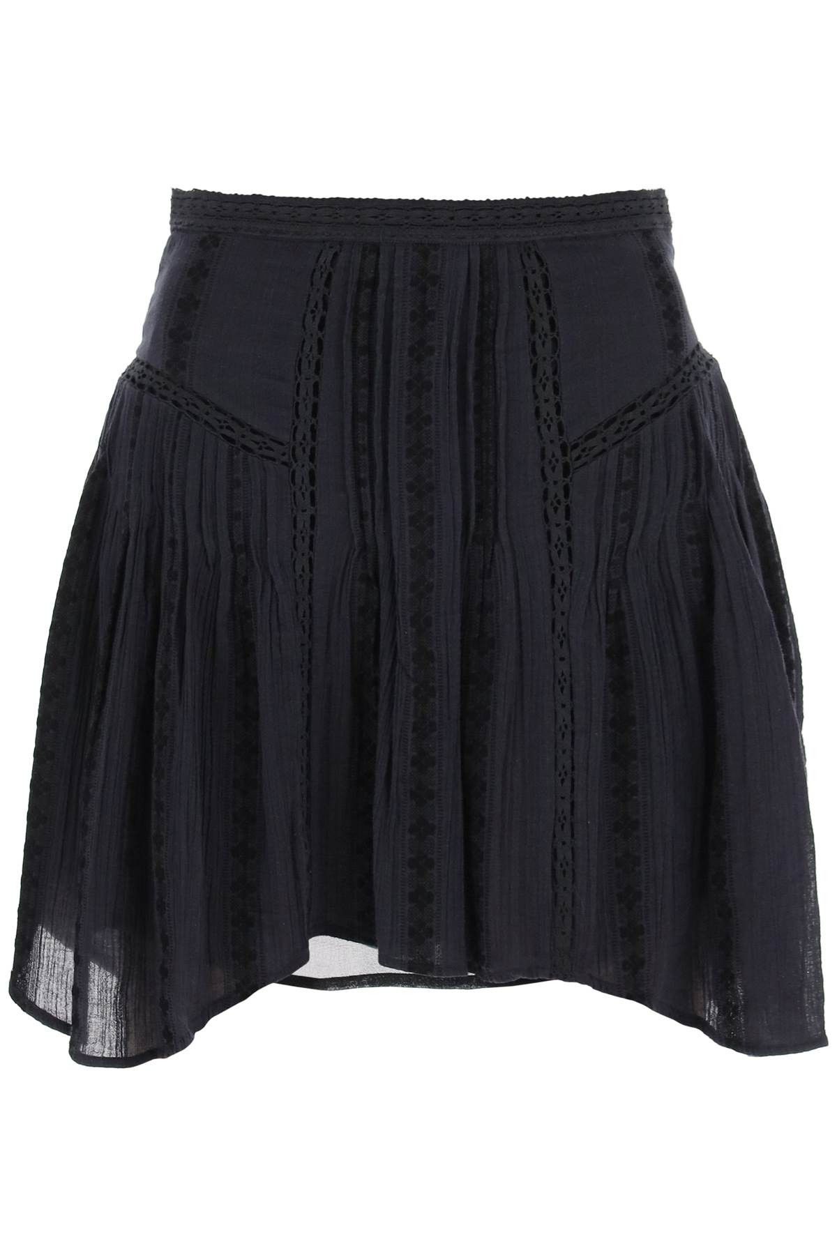 image of Isabel Marant Etoile Jorena Mini Skirt With Lace Inserts in Nero, Women's (Size 26)