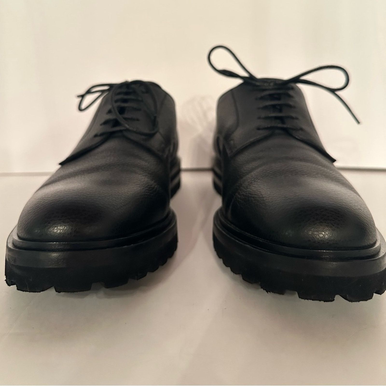 Dolce & Gabbana Black Grained Calf-skin Derby Shoes US 10 Lace Vibram Sole Size US 10 / EU 43 - 10 Thumbnail