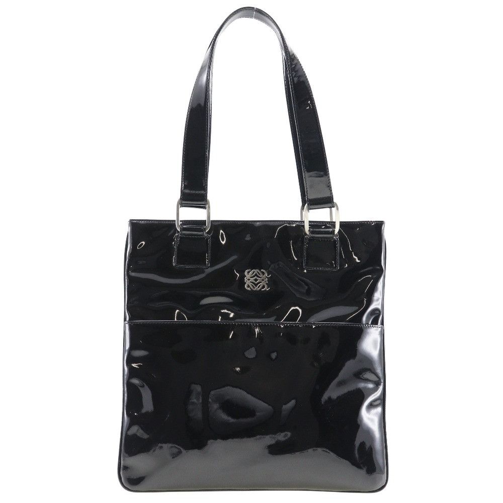 image of Loewe Patent Leather Shoulder Bag in Black, Women's