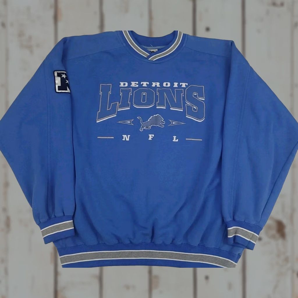 Lee VINTAGE Lee Sport Shirt Mens XL Blue 90s Detroit Lions Embroidered Sweatshirt NFL Nutmeg Rare Size US XL / EU 56 / 4 - 1 Thumbnail