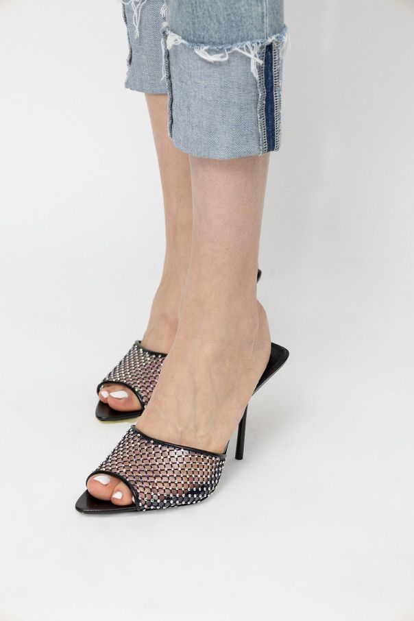 Saint Laurent Paris o1b1hav110824 Luz Mesh Heeled Mules in Black Size US 11 / IT 41 - 3 Thumbnail