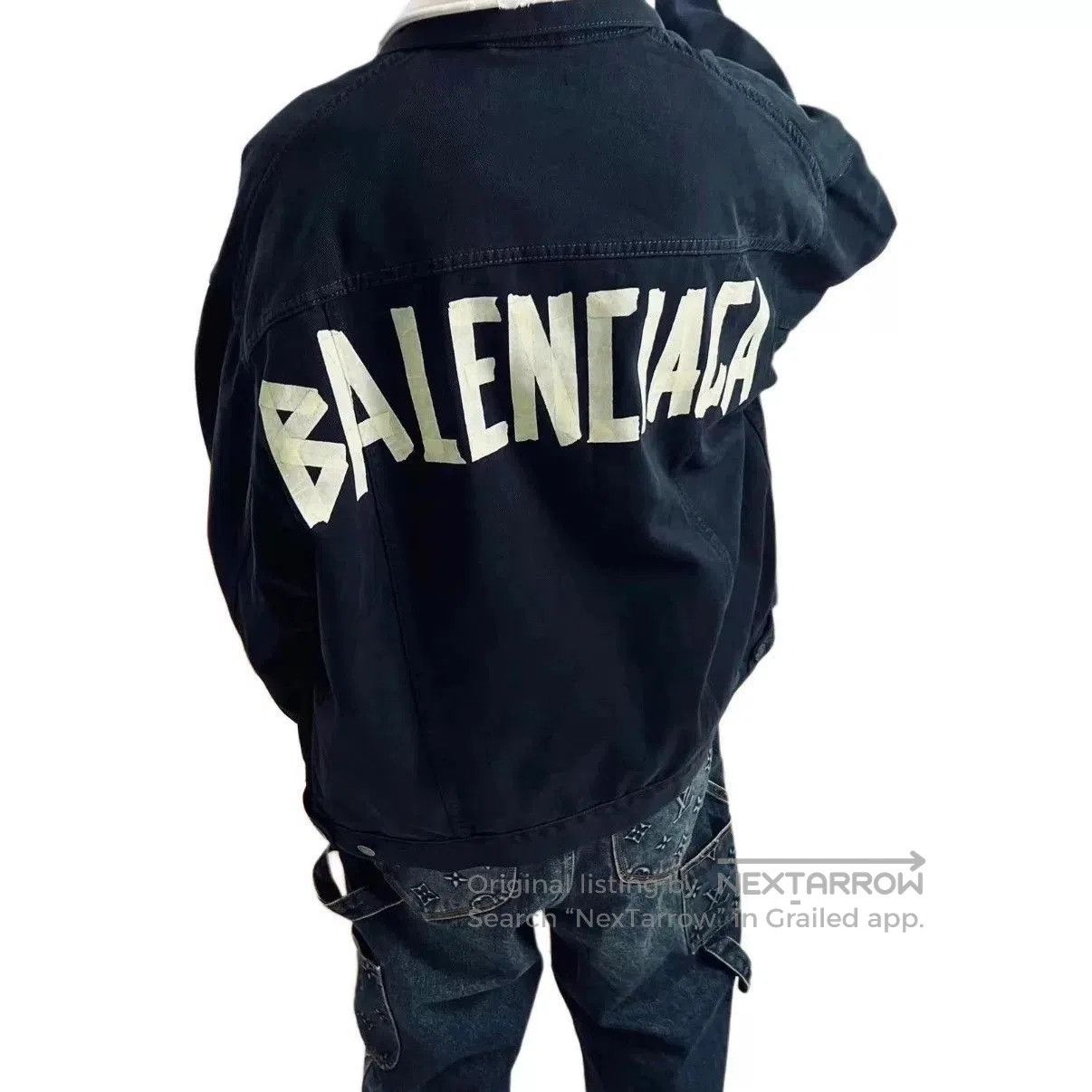 Balenciaga black balenciaga denim jacket with logo. Size US M / EU 48-50 / 2 - 6 Thumbnail