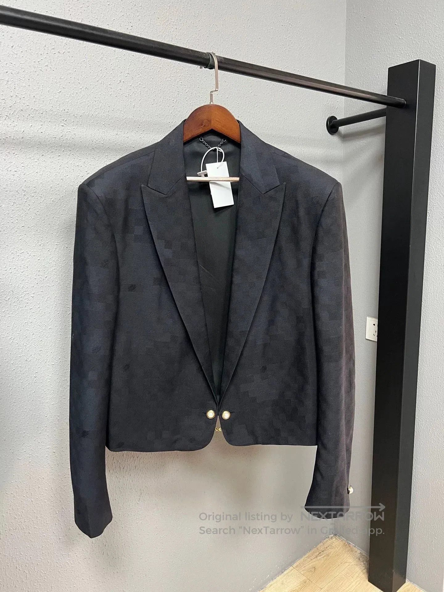 black patterned blazer by lv.