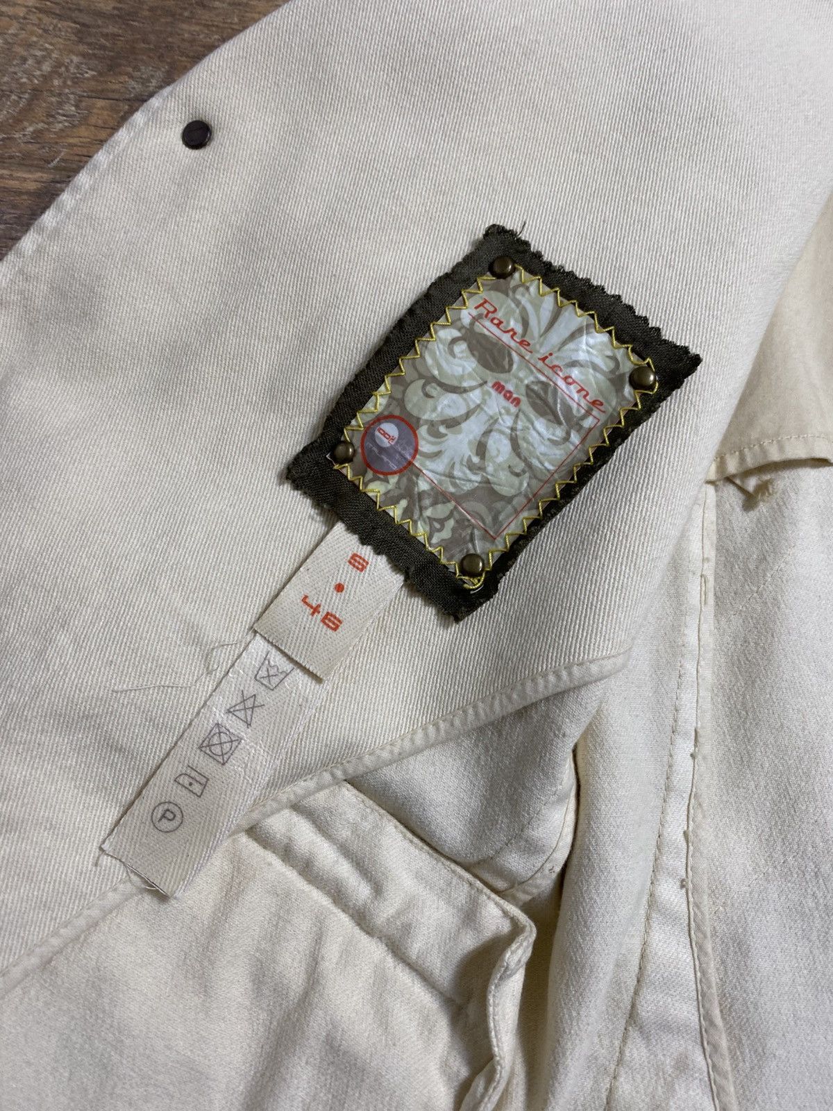 Japanese Brand Rare Icone Italy Deconstructed Denim Art Blazer Cream Size 46S - 10 Thumbnail
