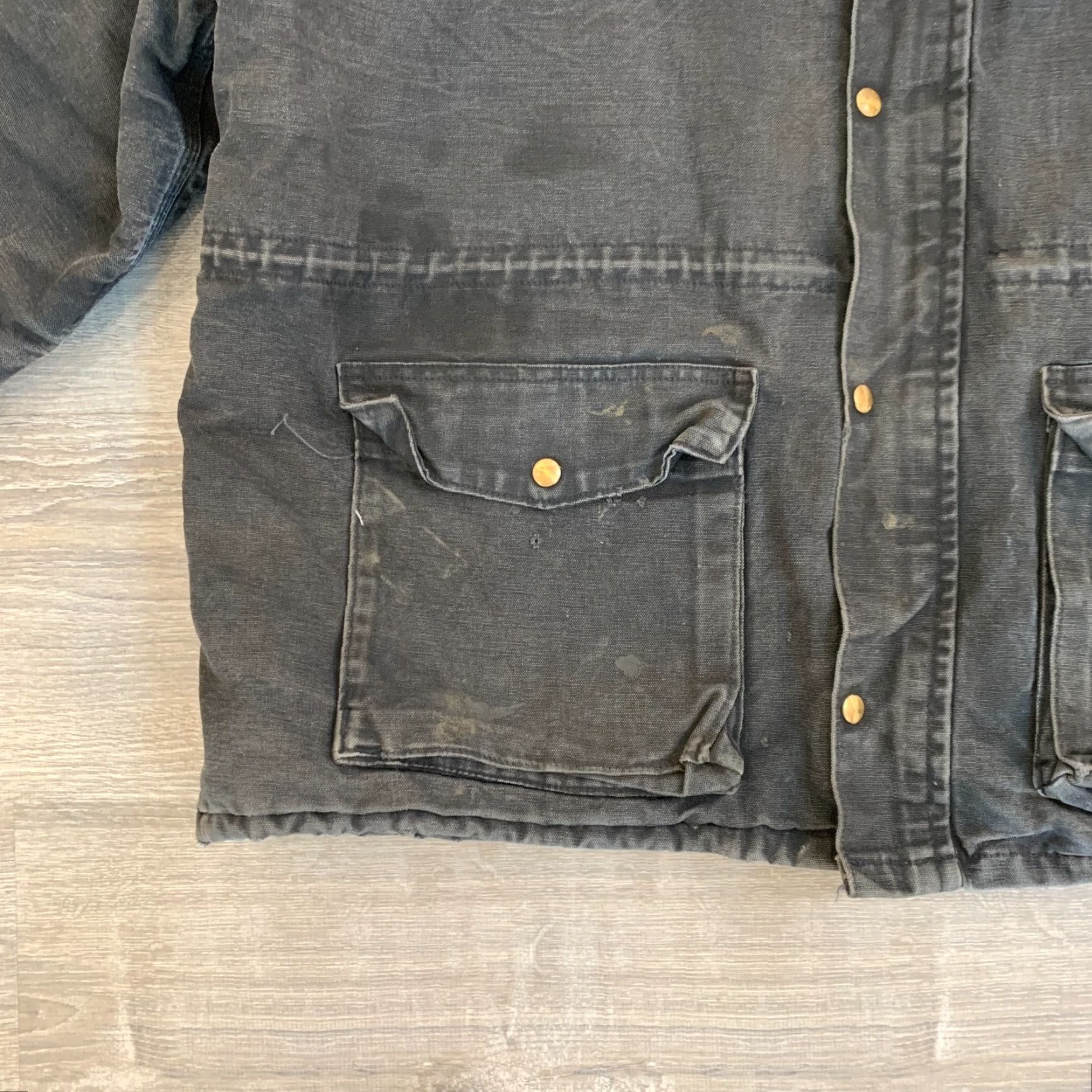 Carhartt VINTAGE Carhartt Jacket Canvas Chore 2XL Men Black Full Zip Chest 60" 2X 3X 90s Bleach Pockets Size US XXL / EU 58 / 5 - 3 Thumbnail