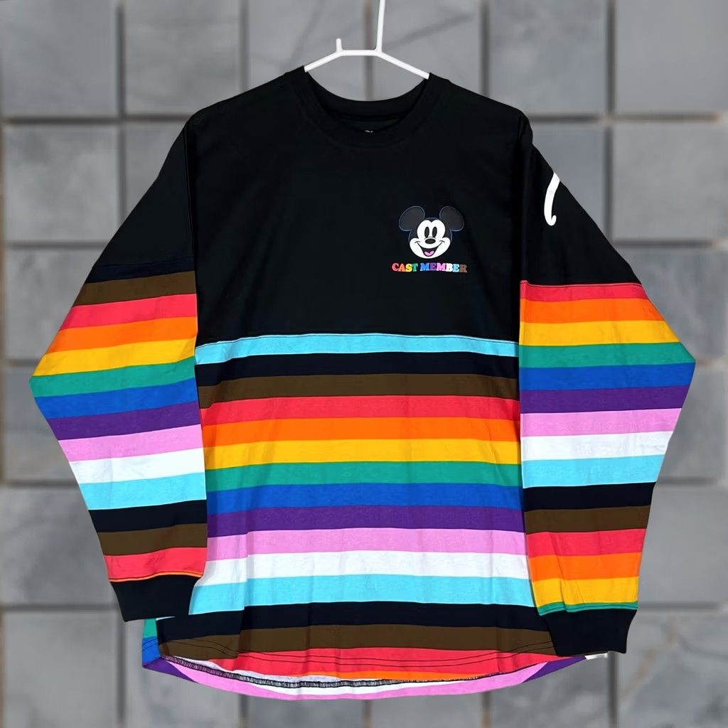 Disney Disney Parks Spirit Jersey Cast Member Rainbow Stripe Long Sleeve L Women Regular Cotton 100% Mickey Mouse Pride Disney Black Size L Size L / US 10 / IT 46 - 1 Thumbnail