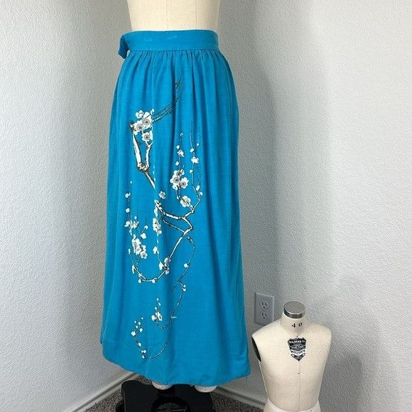 Vintage Alfred Shaheen VTG Printed Hawaiian Maxi Dogwood Cherry Blos Size 26" / US 2 / IT 38 - 1 Thumbnail