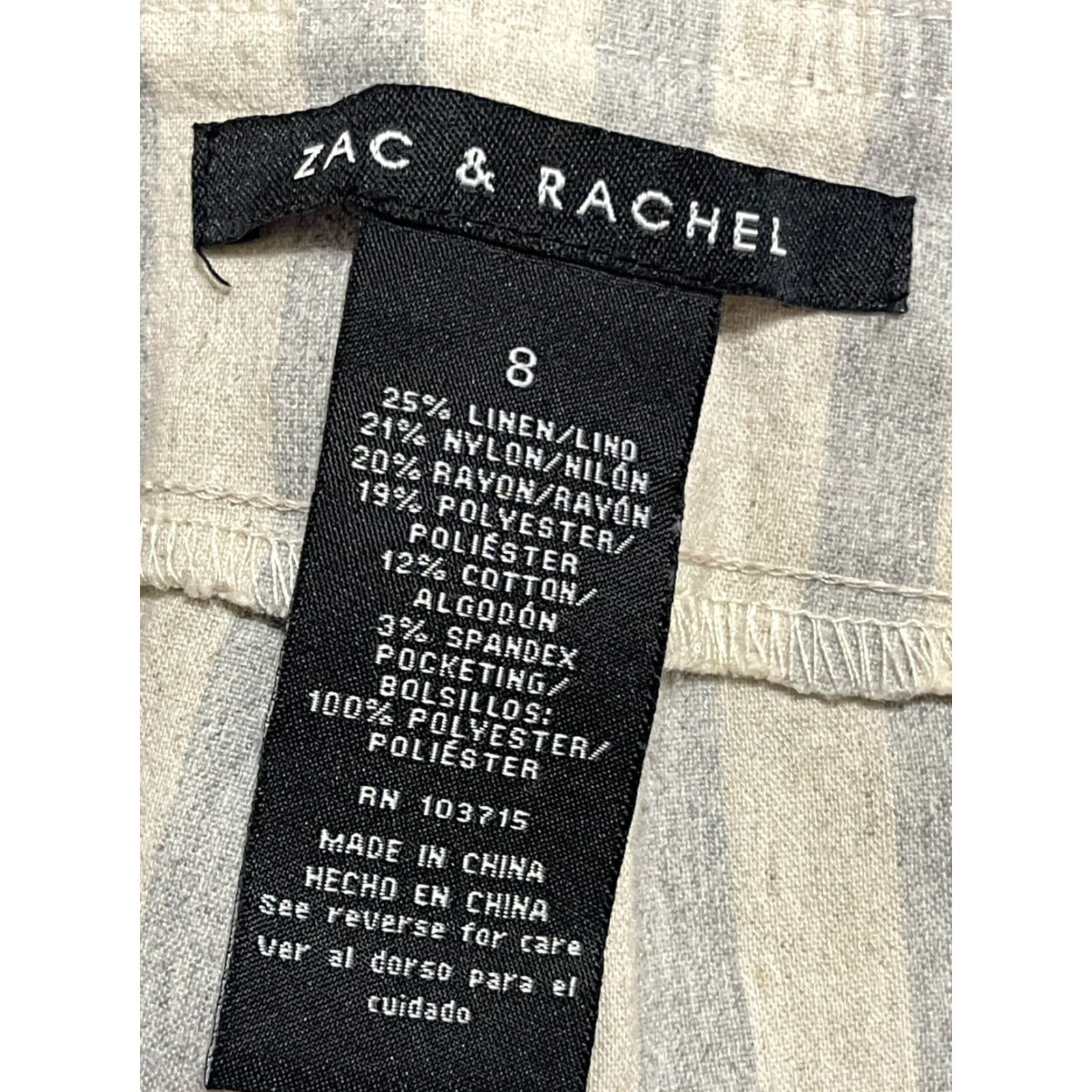 Vintage Zac & Rachel Pants Women's 8 Capris Pull On Striped Blue White Casual Size 30" / US 8 / IT 44 - 7 Thumbnail