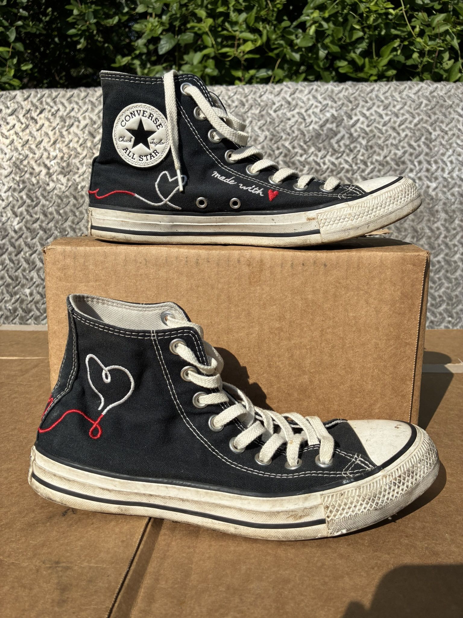 Converse Converse Made With Love High Tops Shoes Black White Size US 9 / IT 39 - 1 Thumbnail