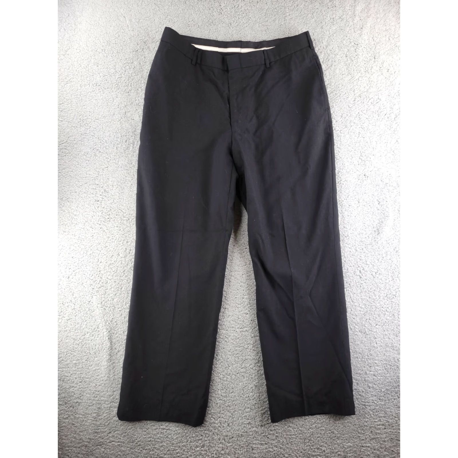 Vintage DSCP Dress Pants Men 37x30 Black Wool Blend 37R Trousers Inches Regular Zip Wool Pattern Solid Dress Pants Mens Black 30-Inseam 37 Waist Size US 37 - 2 Thumbnail